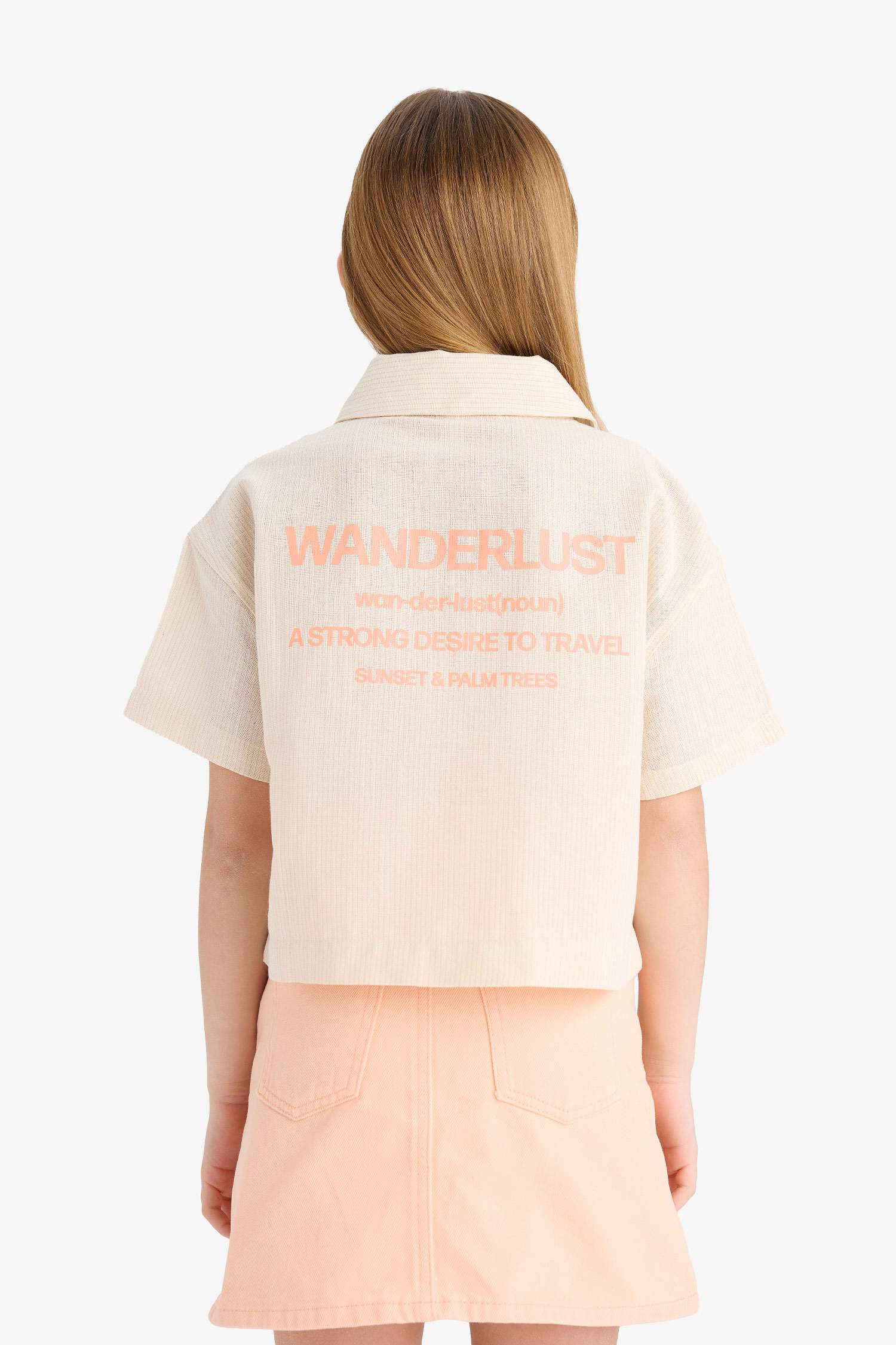 Girl Cropped Fit Cotton Short Sleeve Shirt