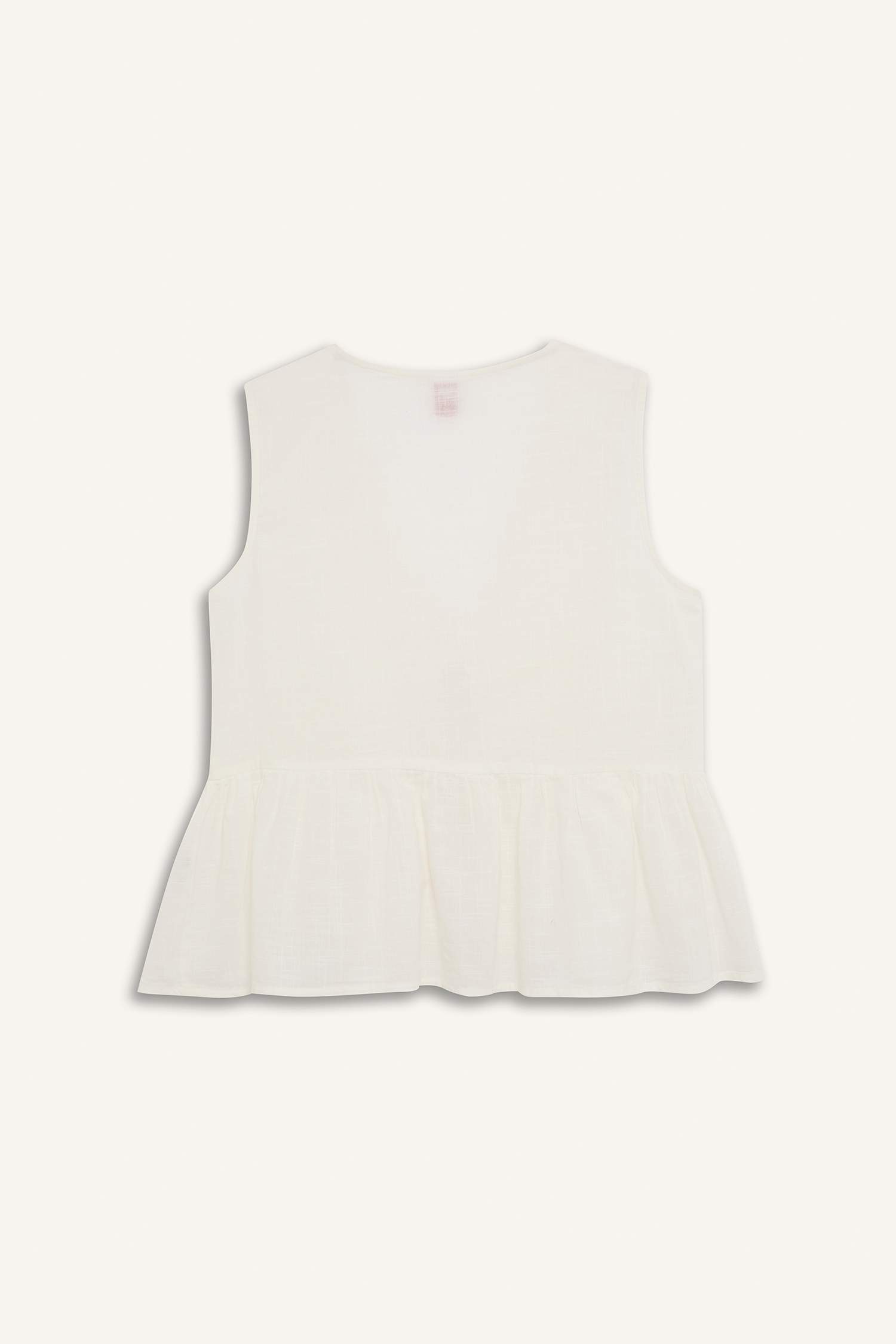 Regular Fit Brode Önden Bağlamalı Beyaz Plaj Üstü-Fall in Love 