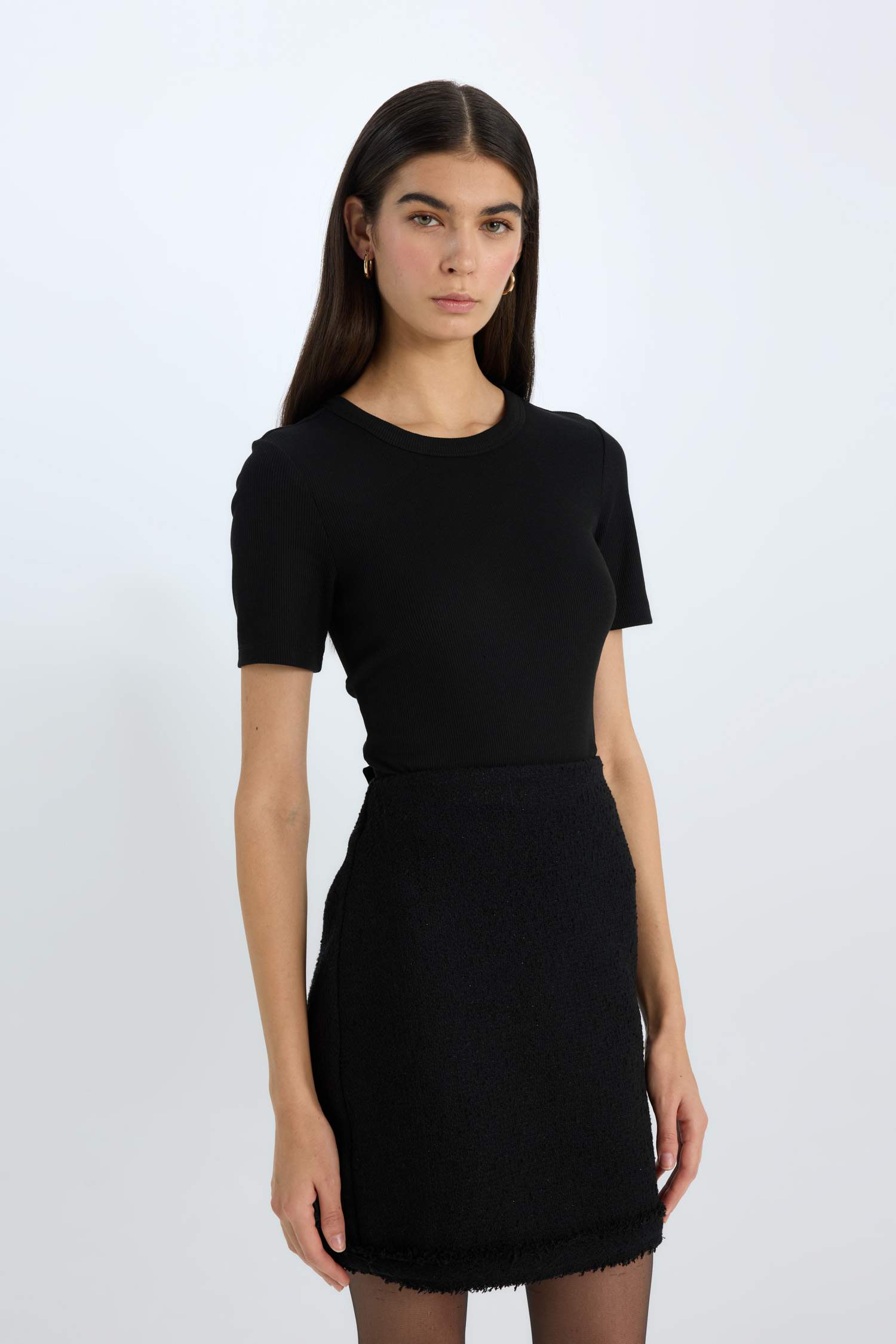 T-shirt Slim Casual à col rond à manches courtes