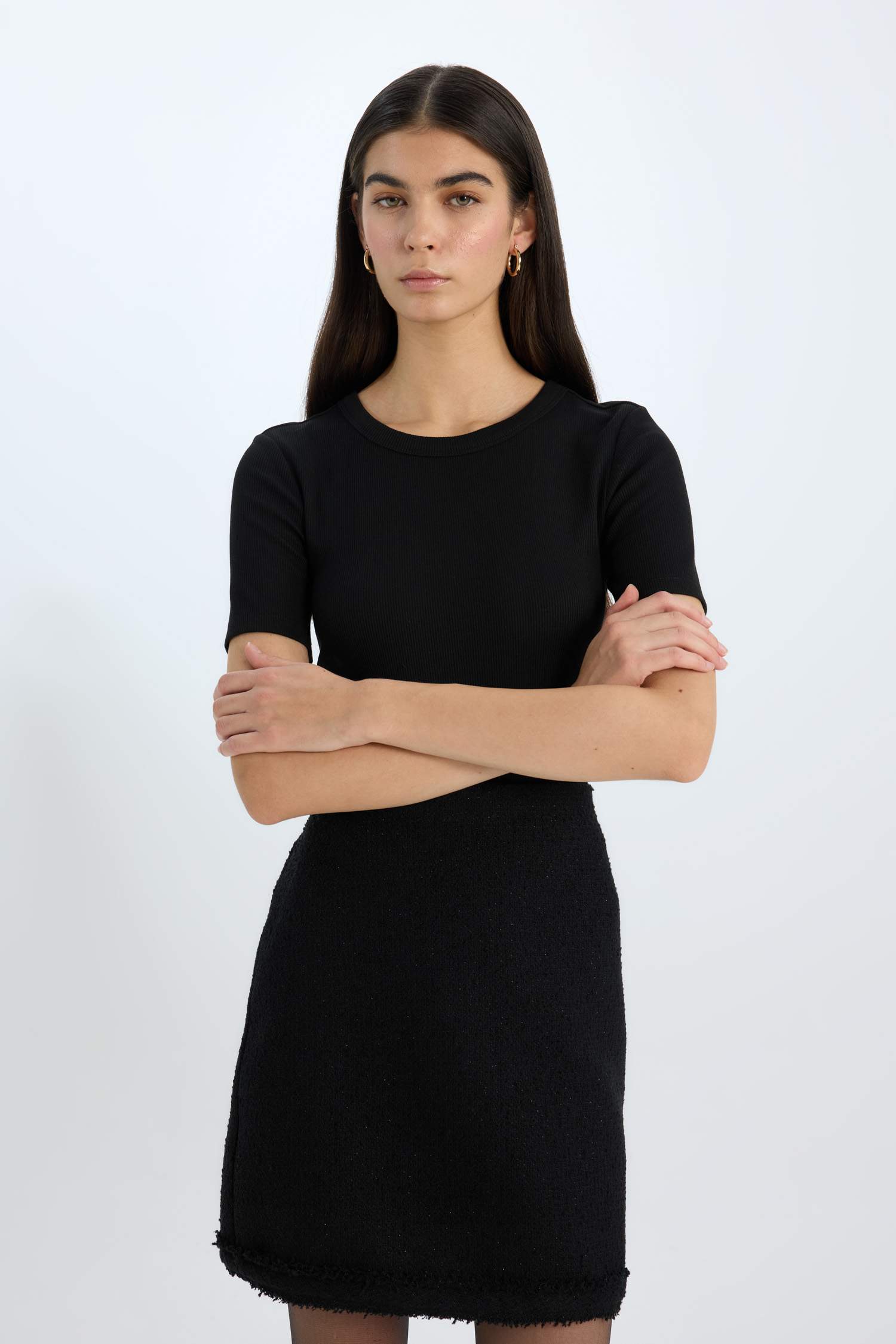 T-shirt Slim Casual à col rond à manches courtes