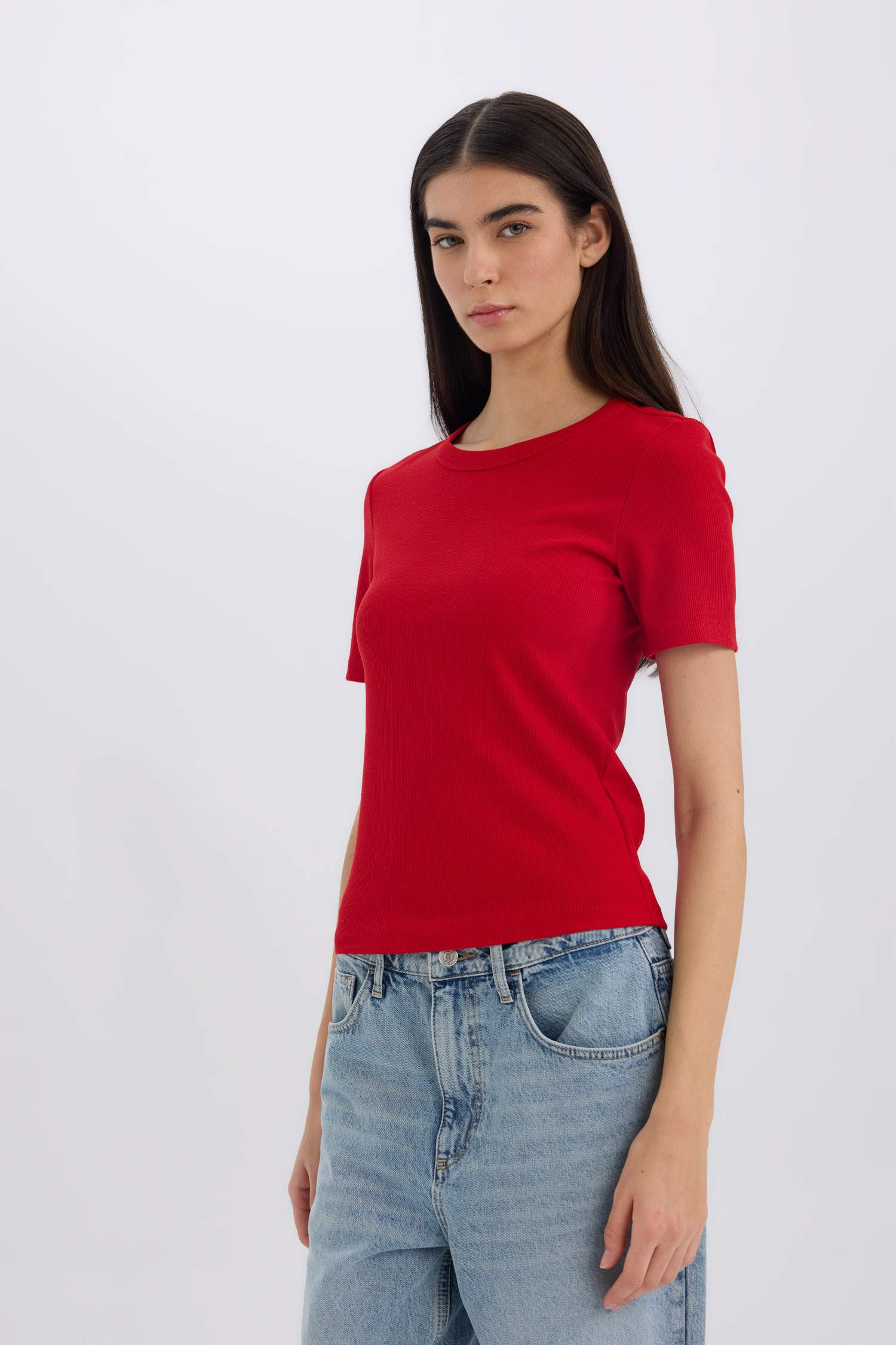 T-shirt Slim Casual à col rond à manches courtes