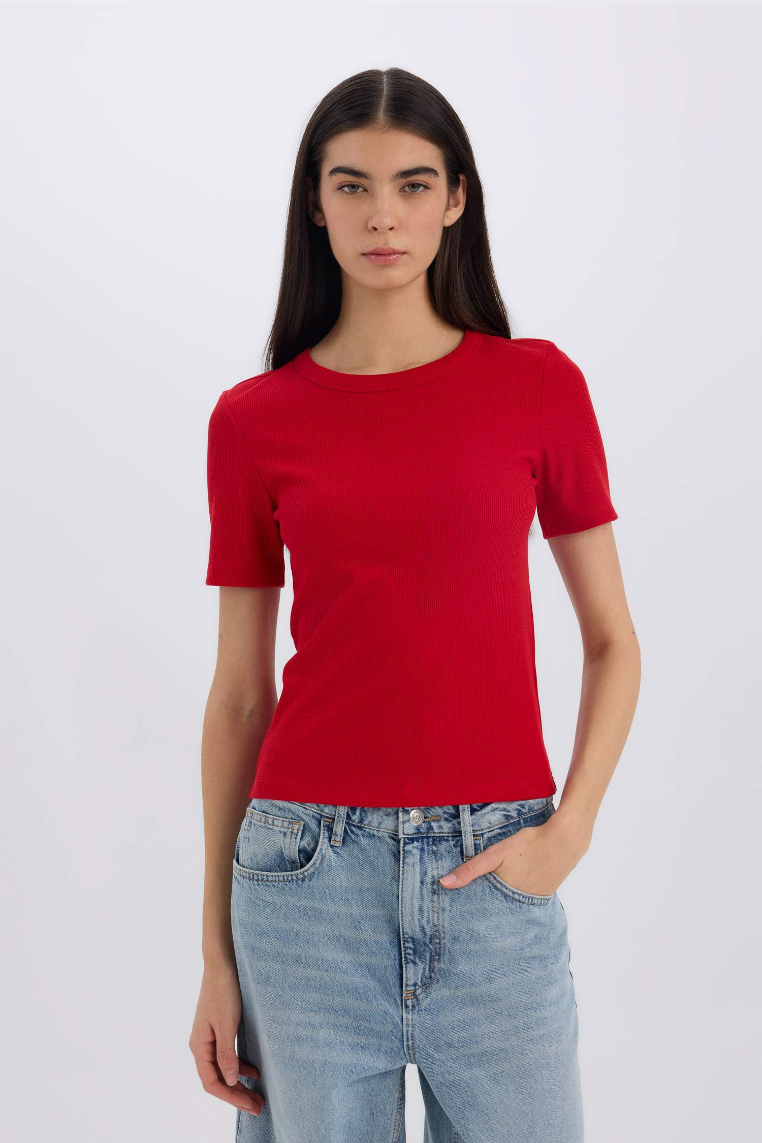 T-shirt Slim Casual à col rond à manches courtes