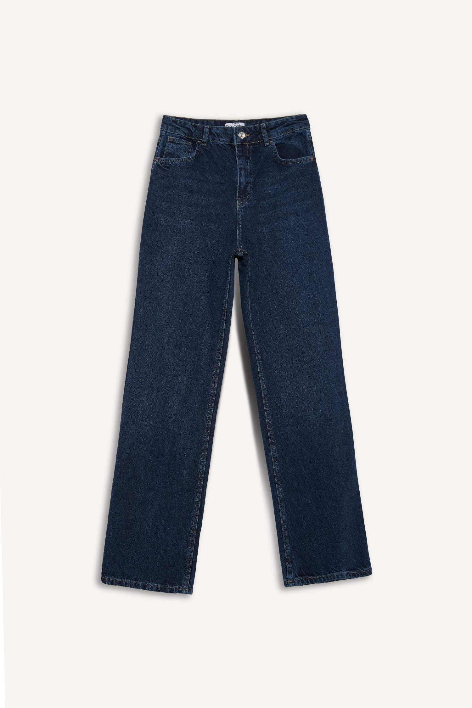 90's Wide Leg Yüksek Bel Uzun Jean Yıkamalı Pantolon