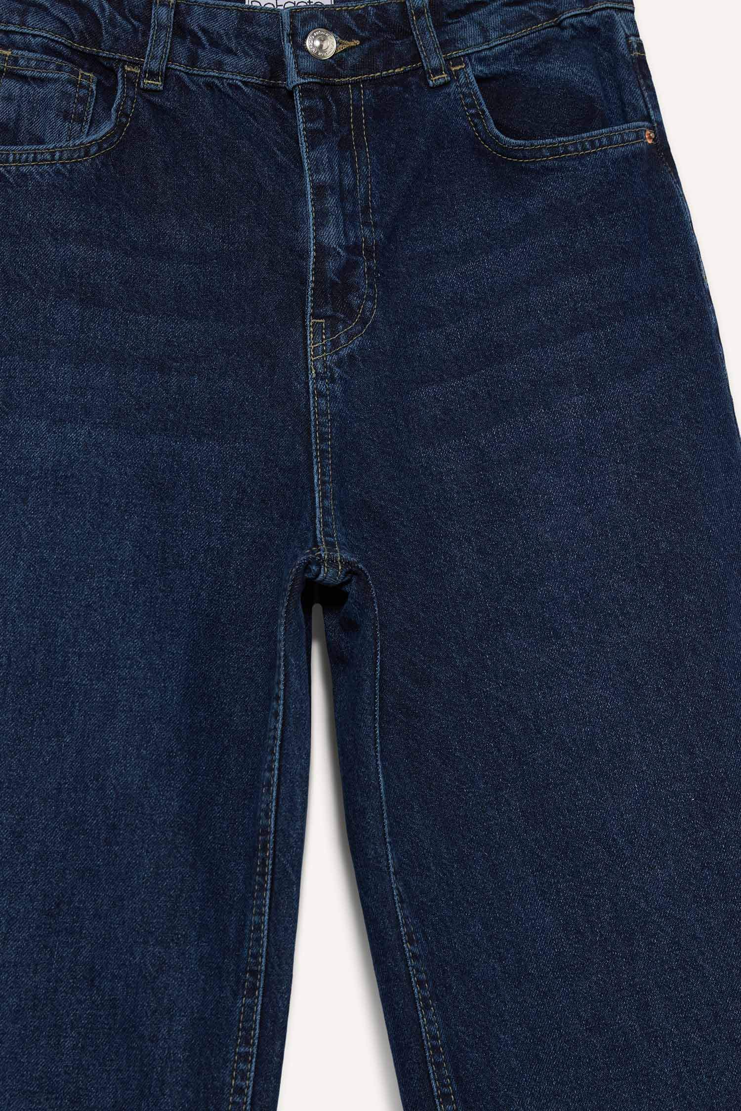 90's Wide Leg Yüksek Bel Uzun Jean Yıkamalı Pantolon