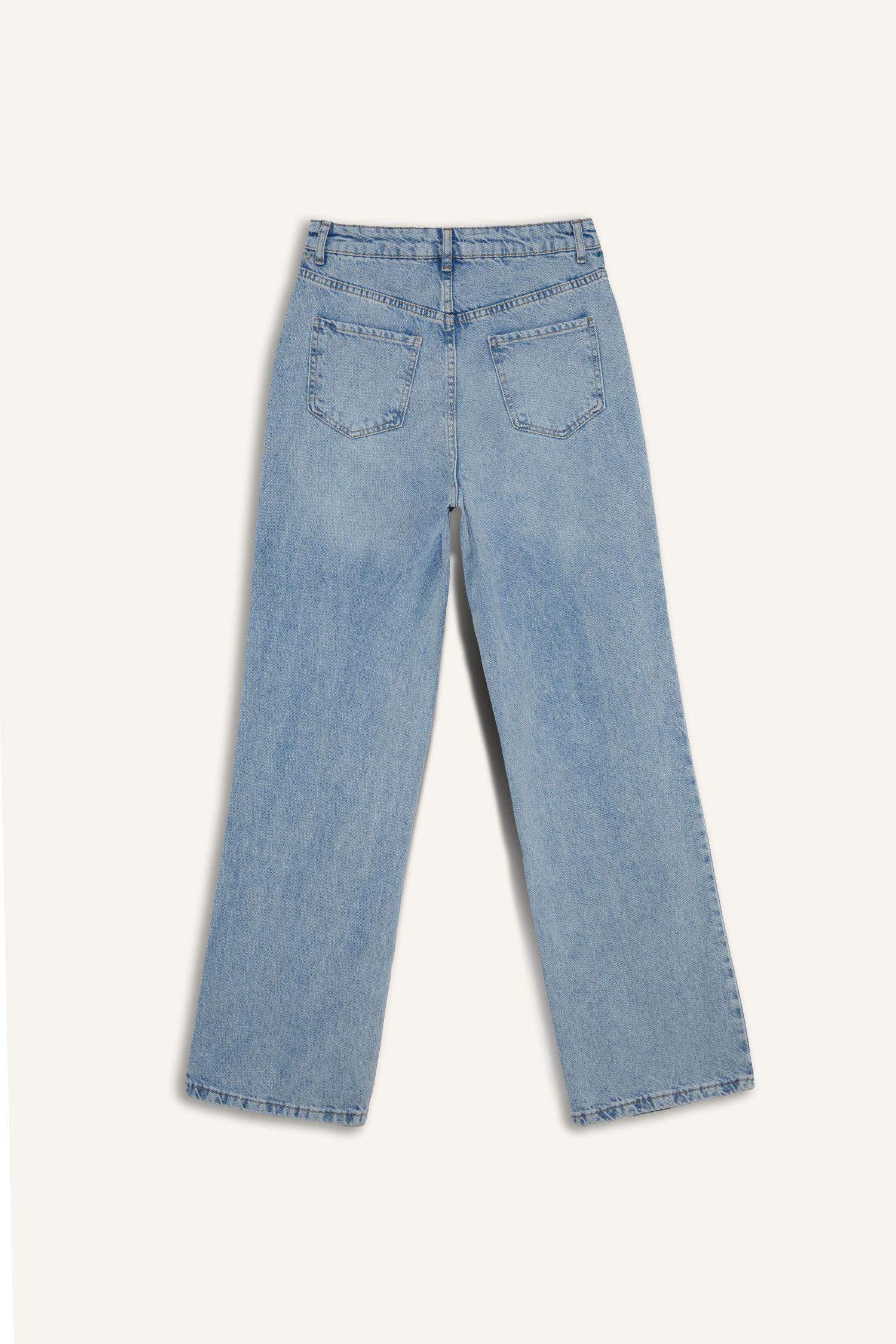 90's Wide Leg High Waist Long Washed Jeans