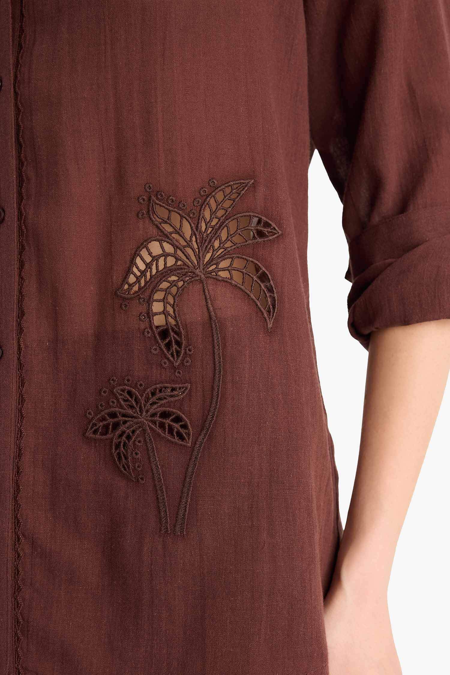 Regular Fit Müslin Plaj Gömleği-Fall in Love