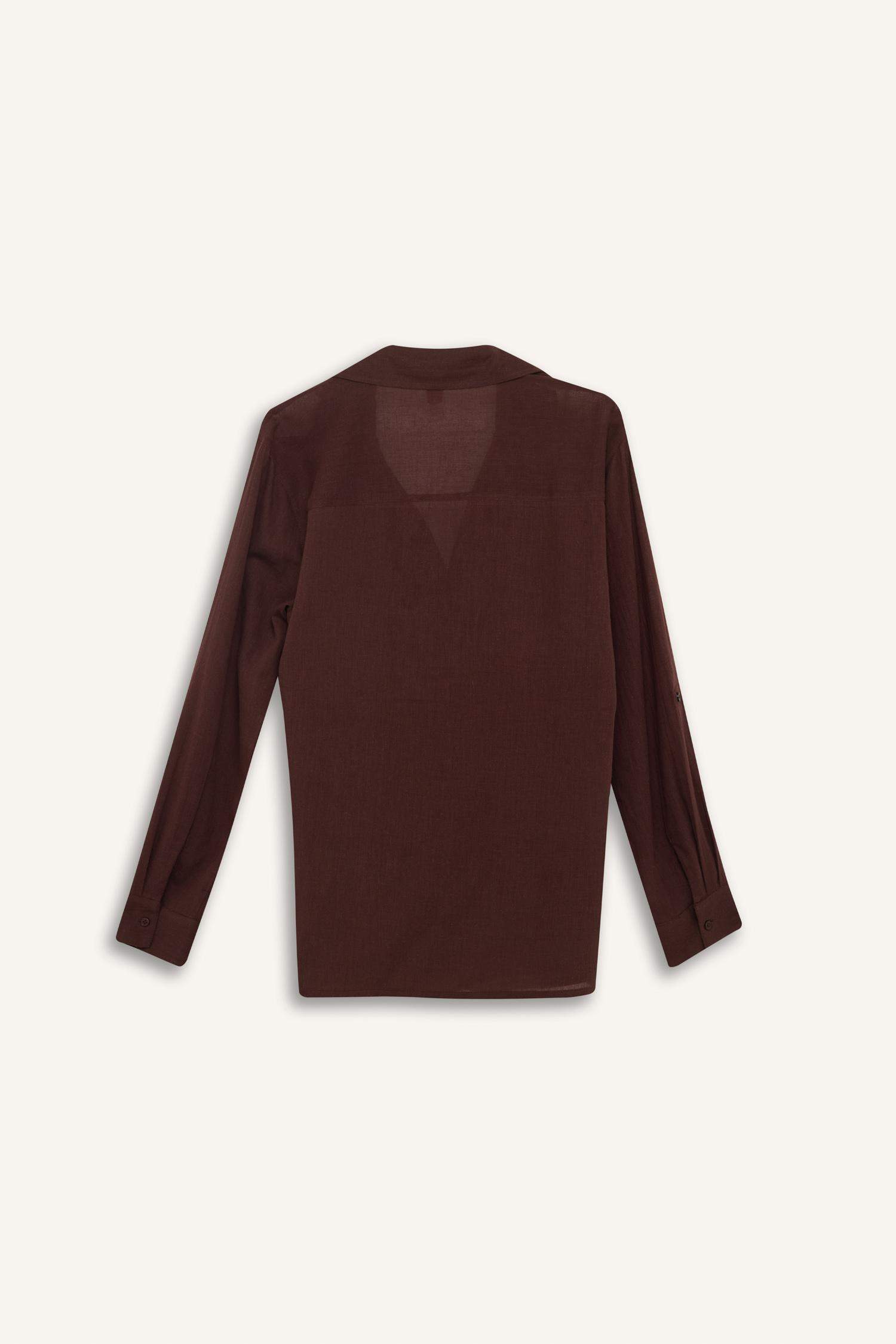 Regular Fit Müslin Plaj Gömleği-Fall in Love