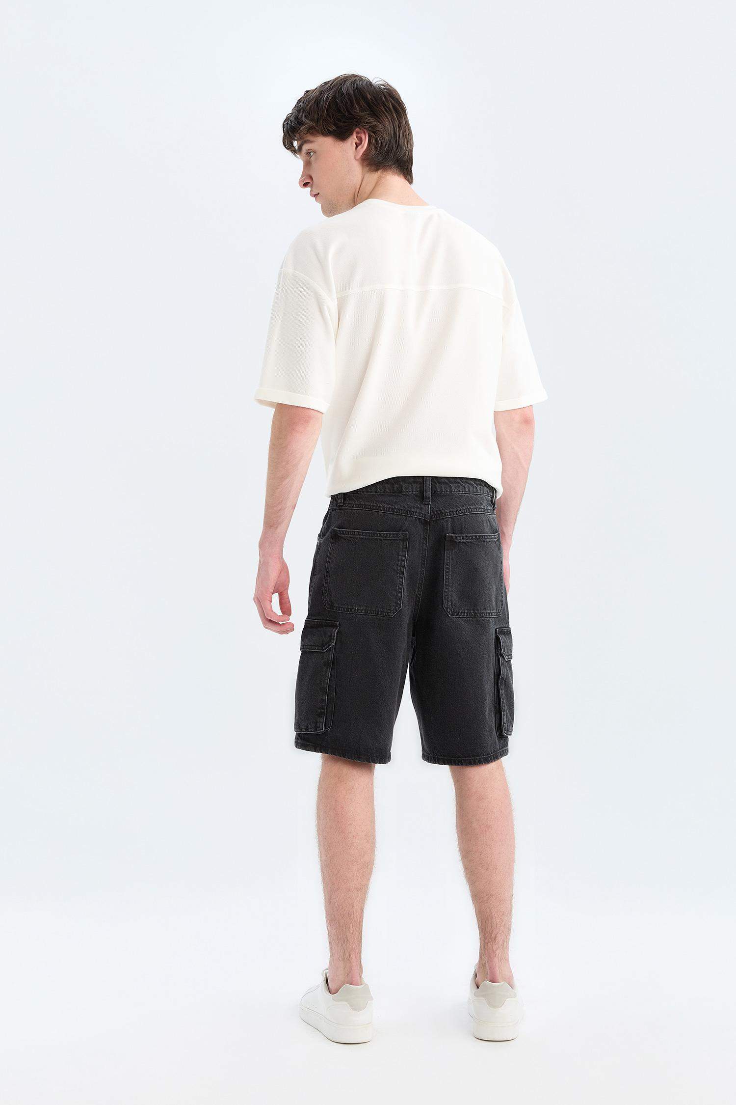 Cotton Cargo Fit Denim Shorts