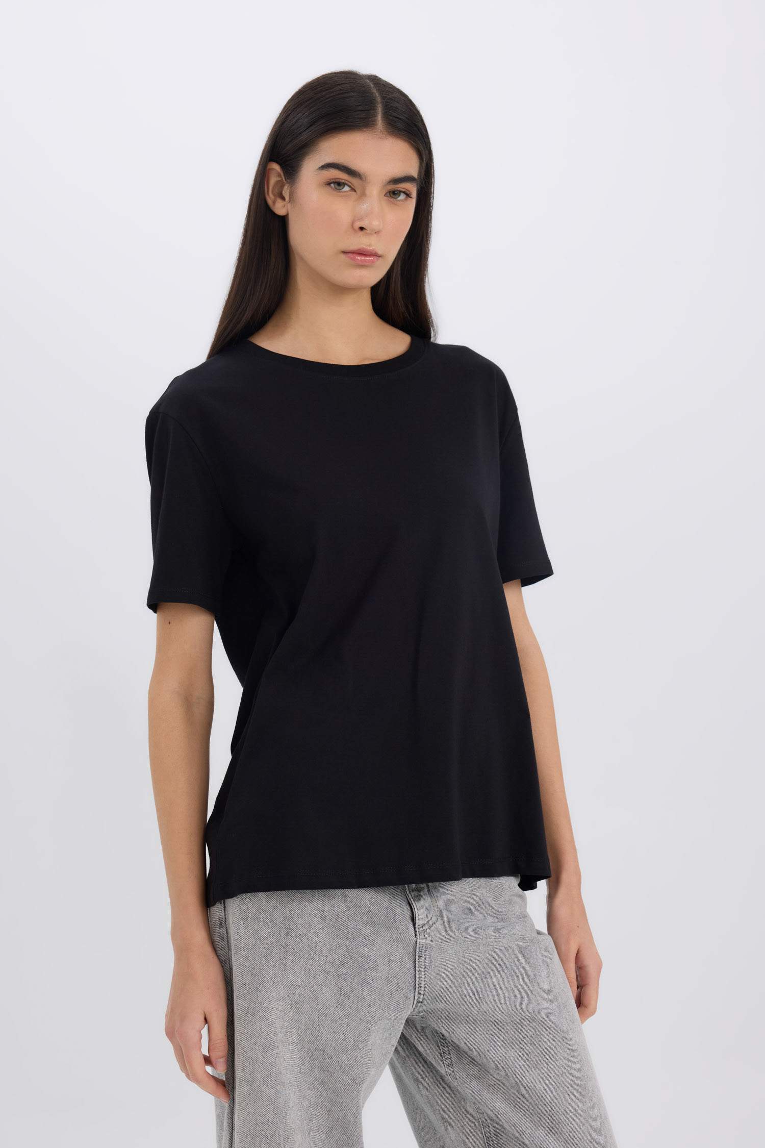 Relax Fit Basic Cotton Black T-Shirt