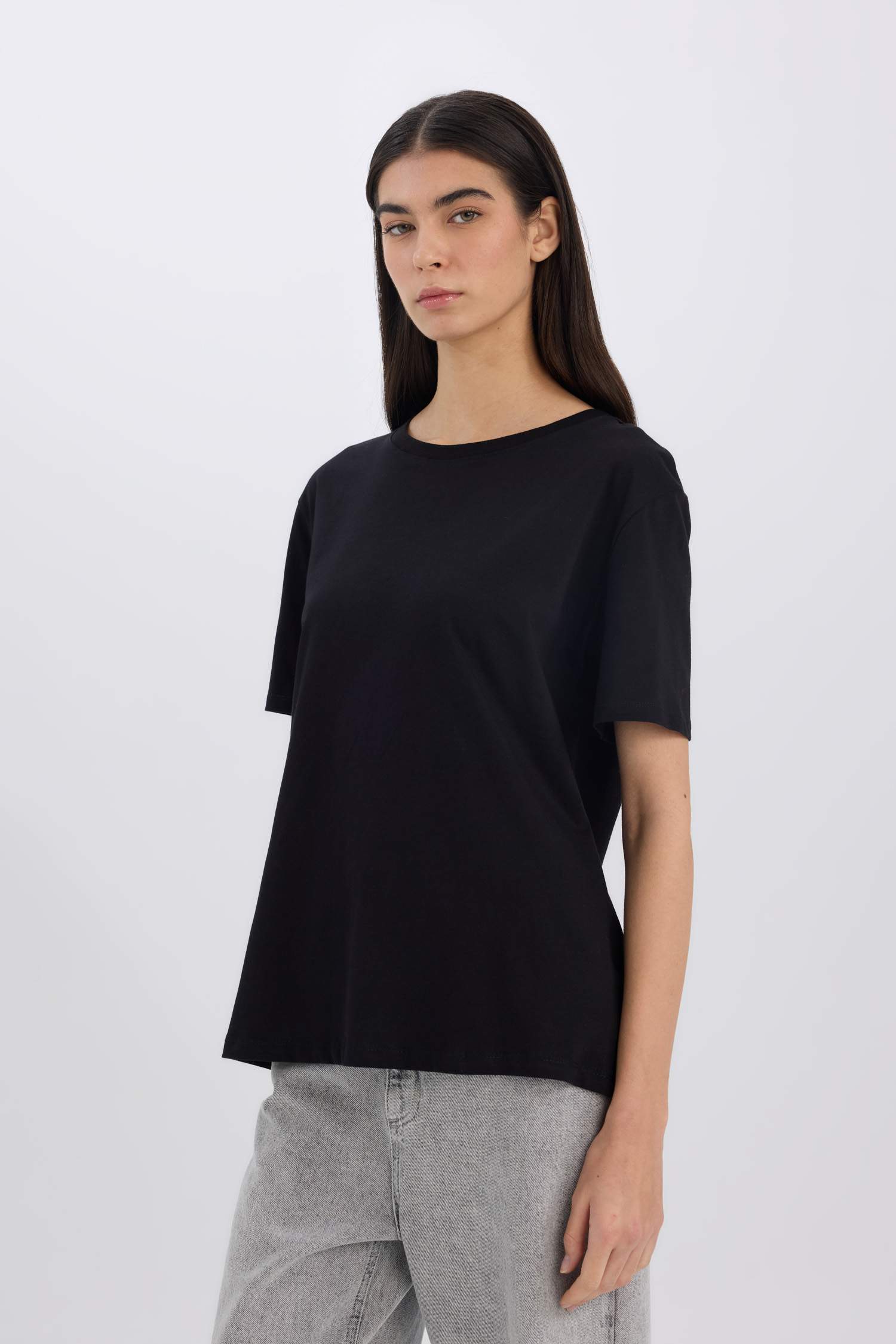 Relax Fit Basic Cotton Black T-Shirt