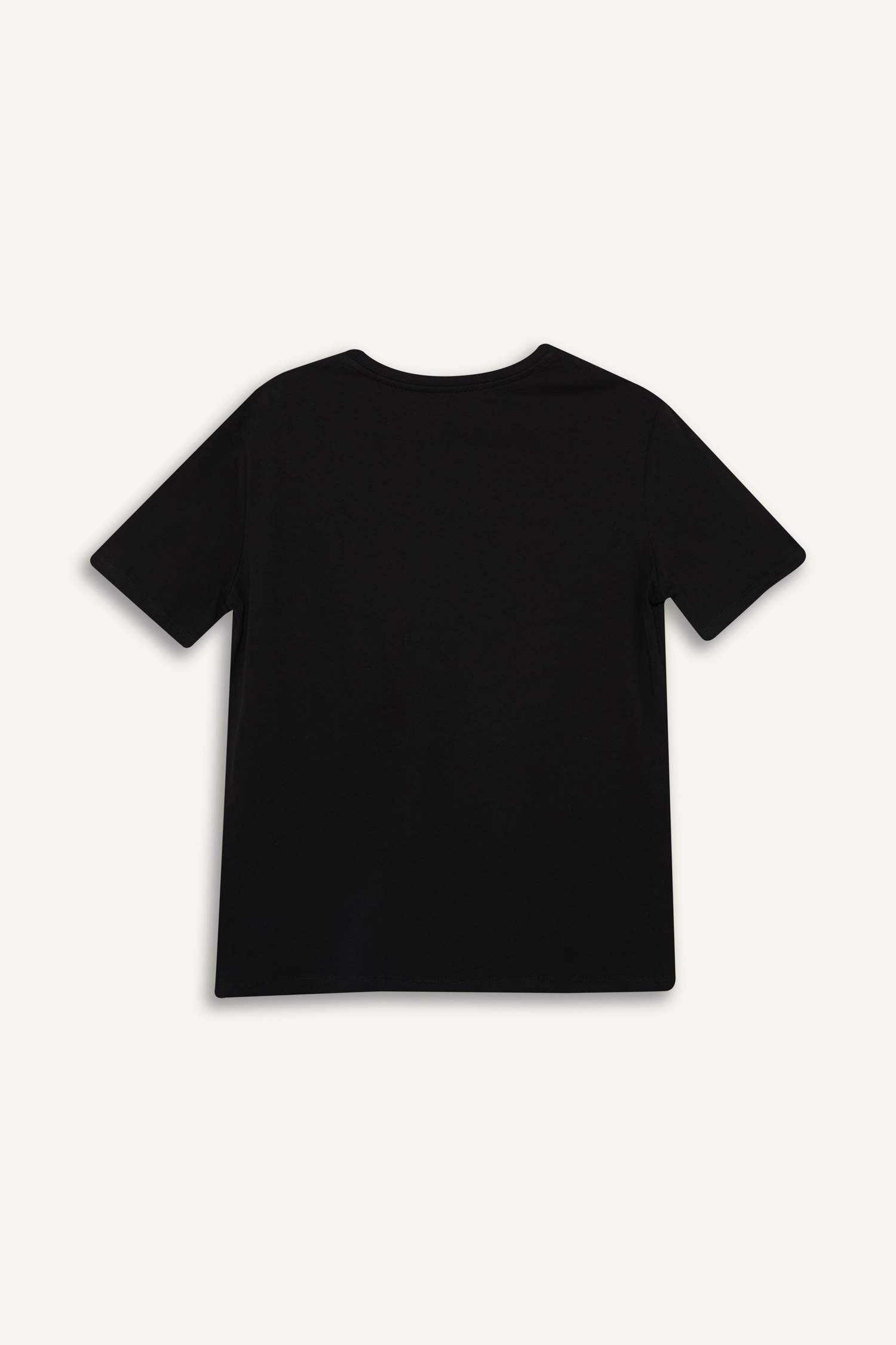 T-shirt basique noir à col rond et à manches courtes Coupe relax