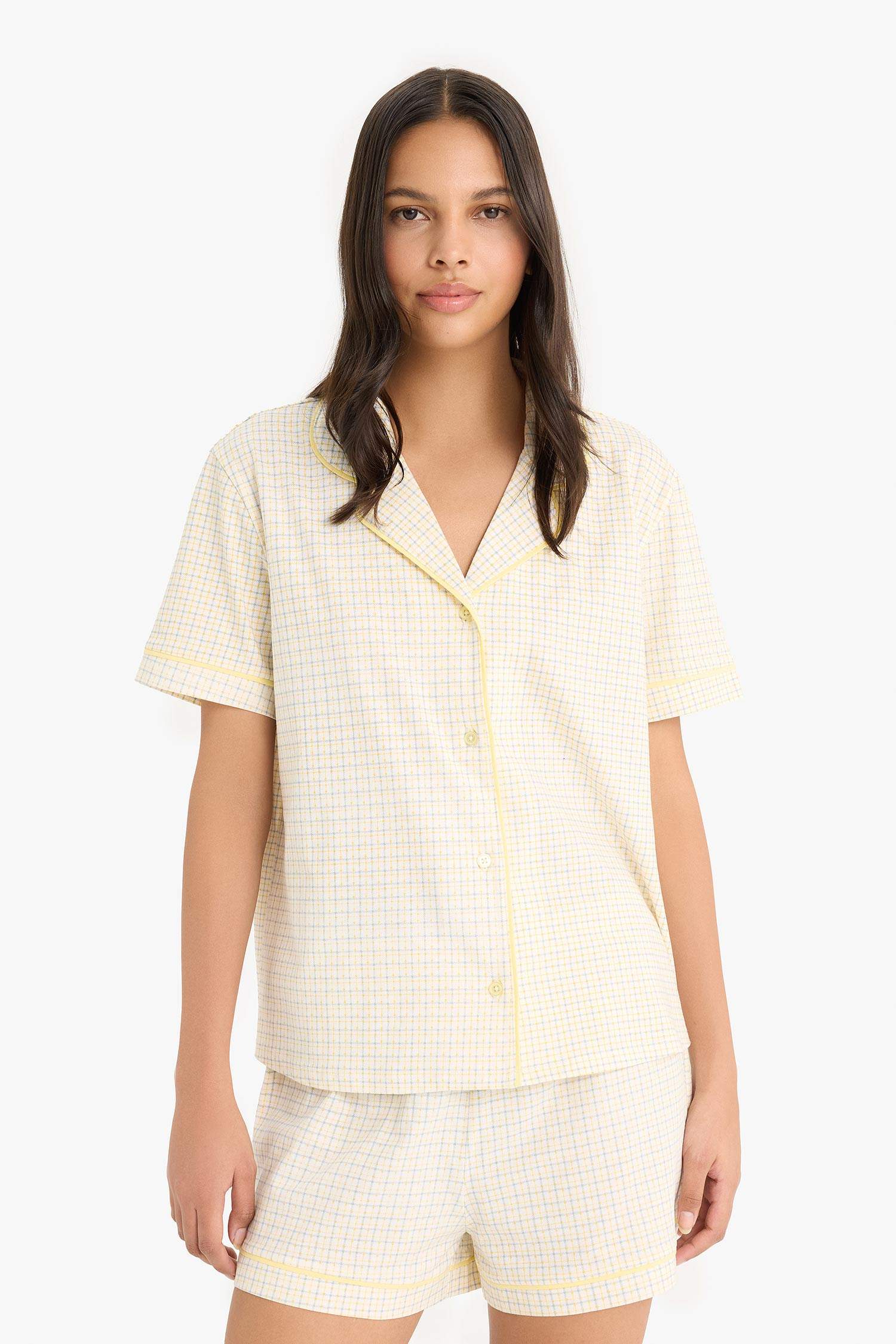 Pijama Takımı Kısa Kollu Üst Beli Lastikli Kısa Şort