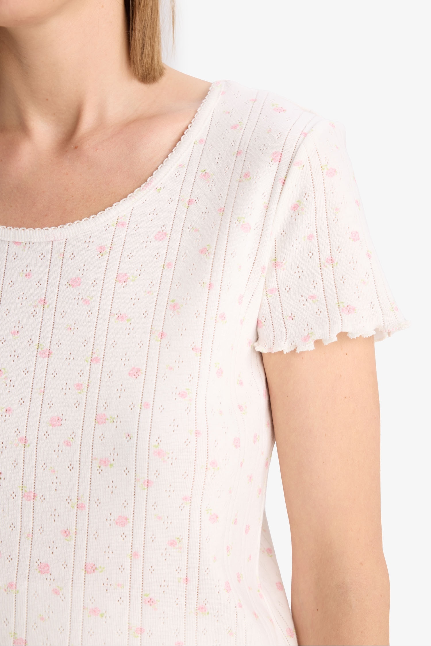 Regular Fit Pijama Takımı Kısa Kollu Üst Beli Lastikli Şort-Fall in Love