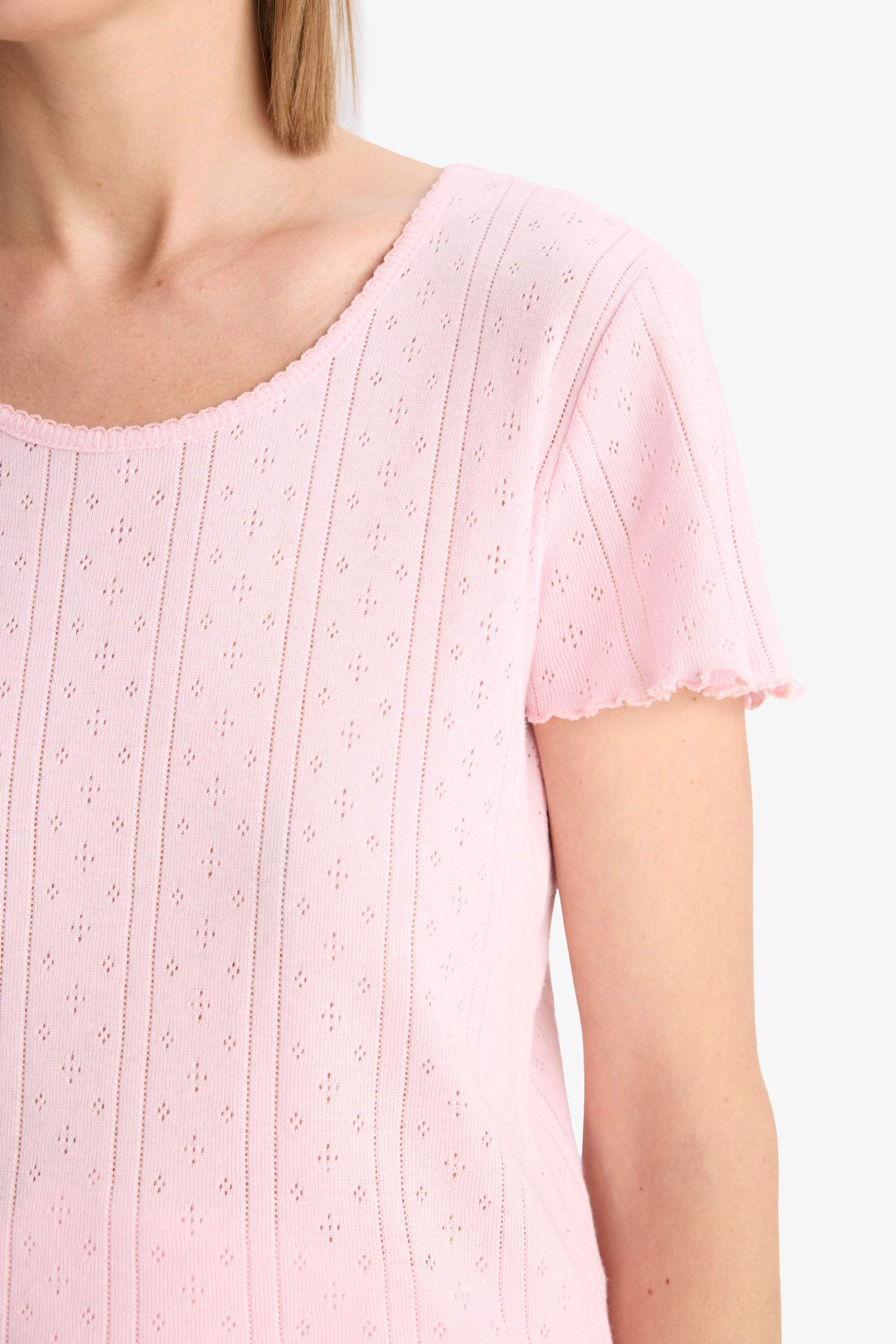 Regular Fit Pijama Takımı Kısa Kollu Üst Beli Lastikli Şort-Fall in Love