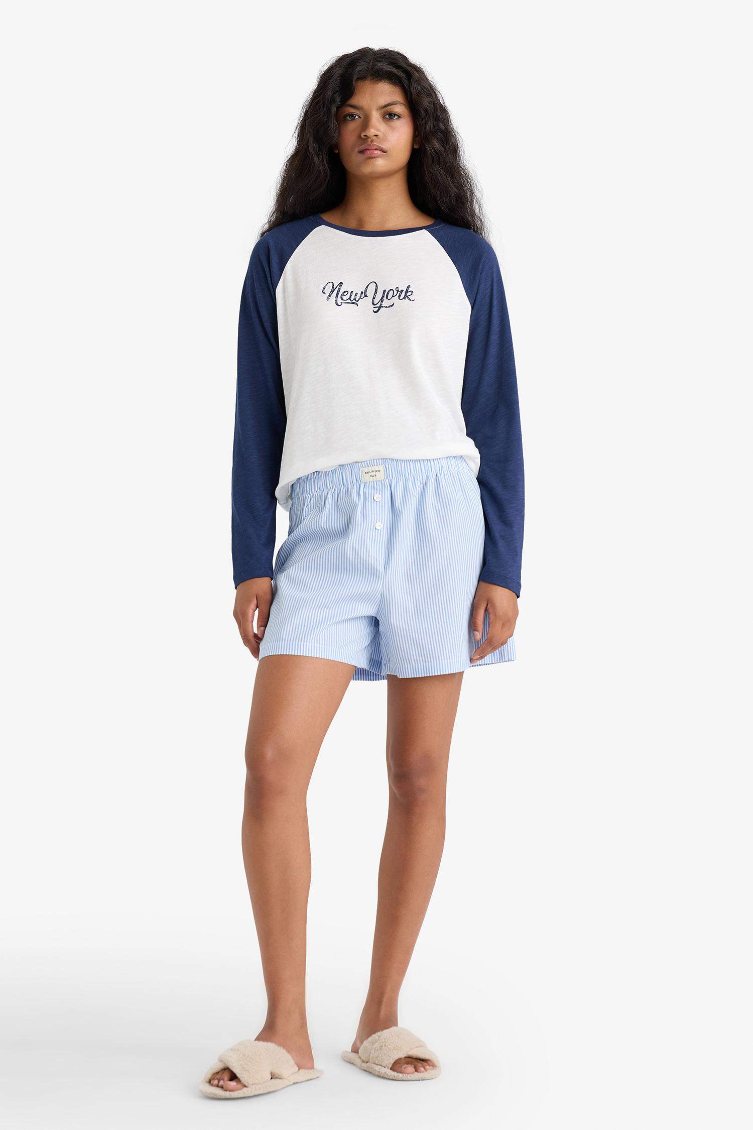 Regular Fit Poplin 2'li Şort Pijama Altı-Fall in Love