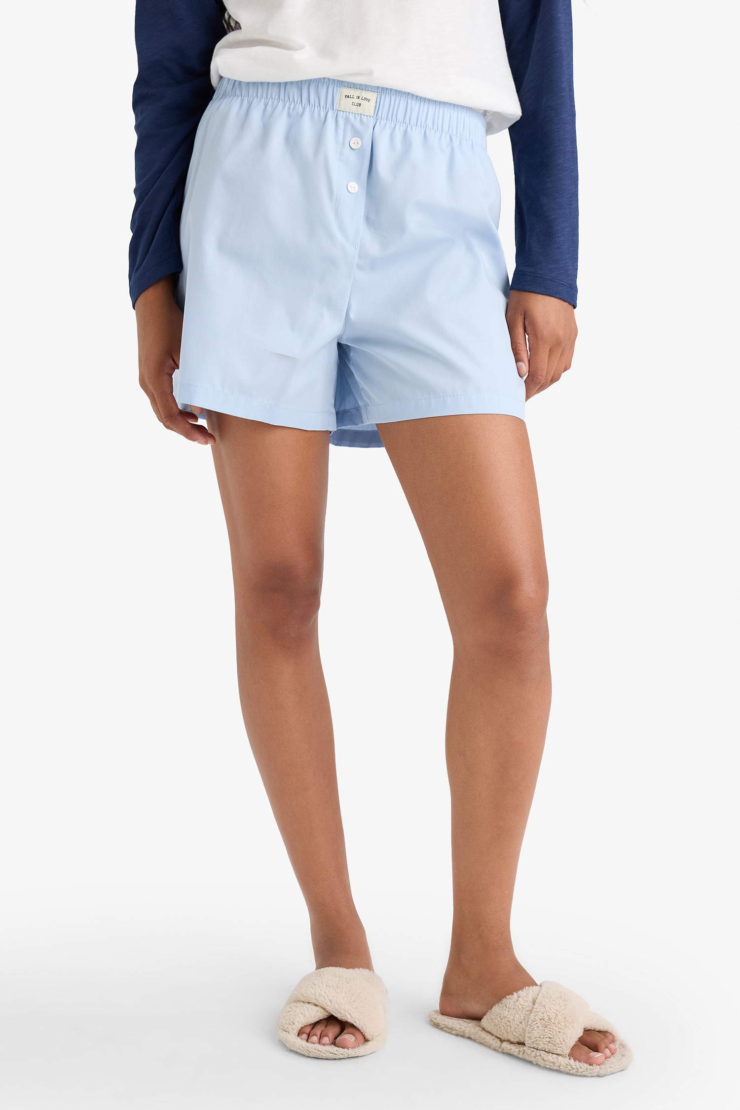 Regular Fit Poplin 2'li Şort Pijama Altı-Fall in Love