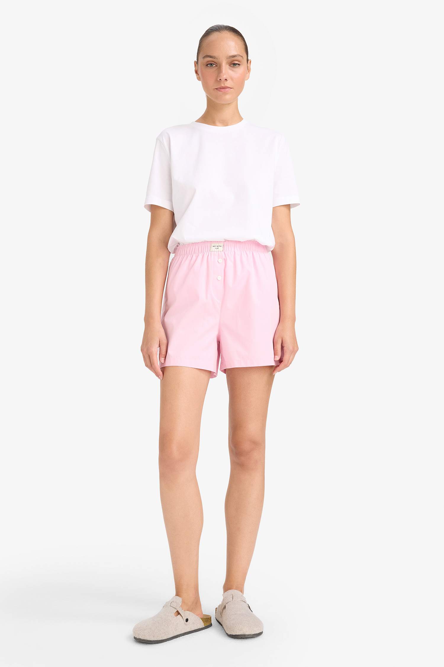 Regular Fit Beli Lastikli Poplin Şort Pijama Altı-Fall in Love