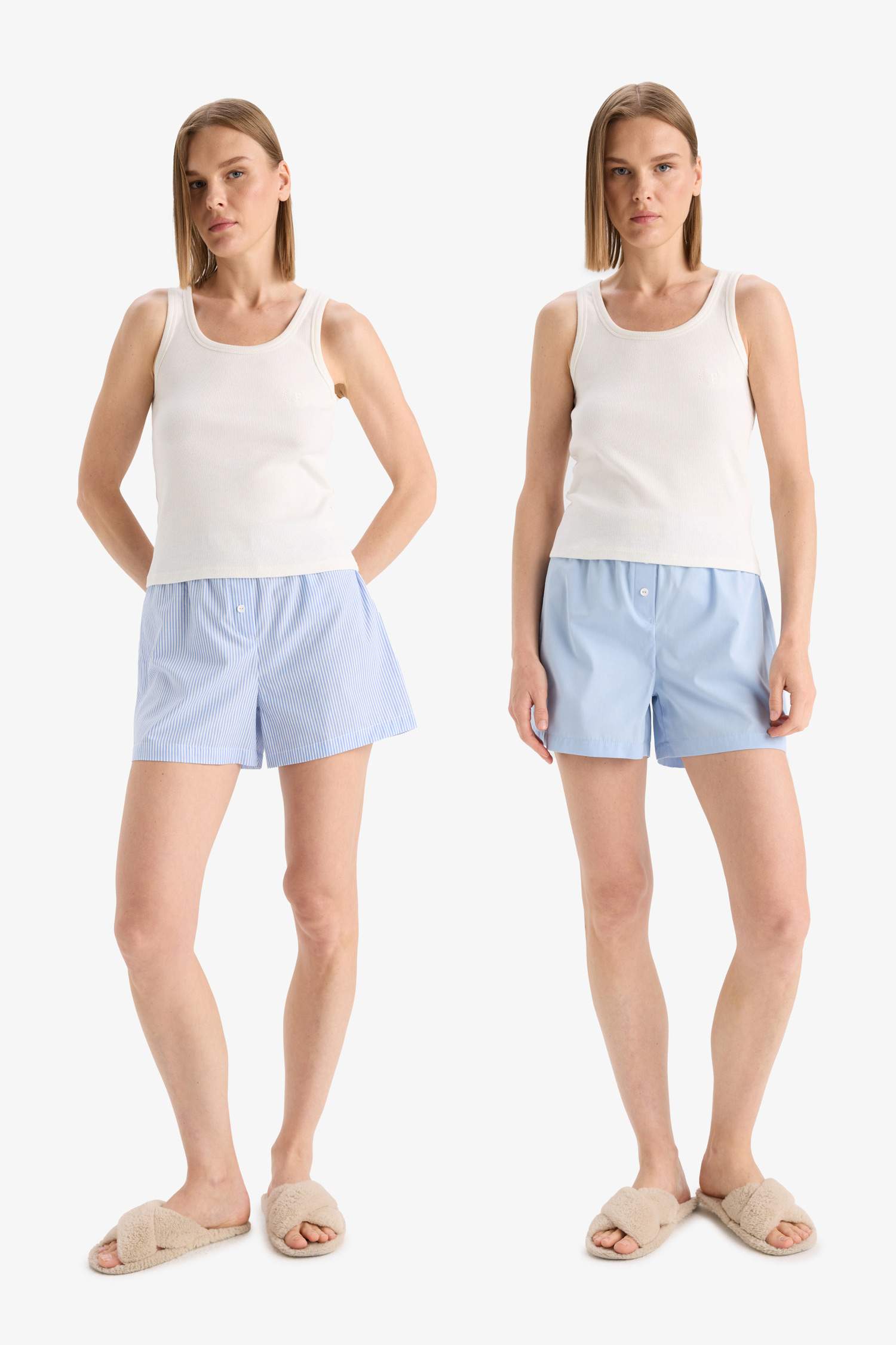 شورت بوبلين قصة عادية من Fall in Love - قطعتين