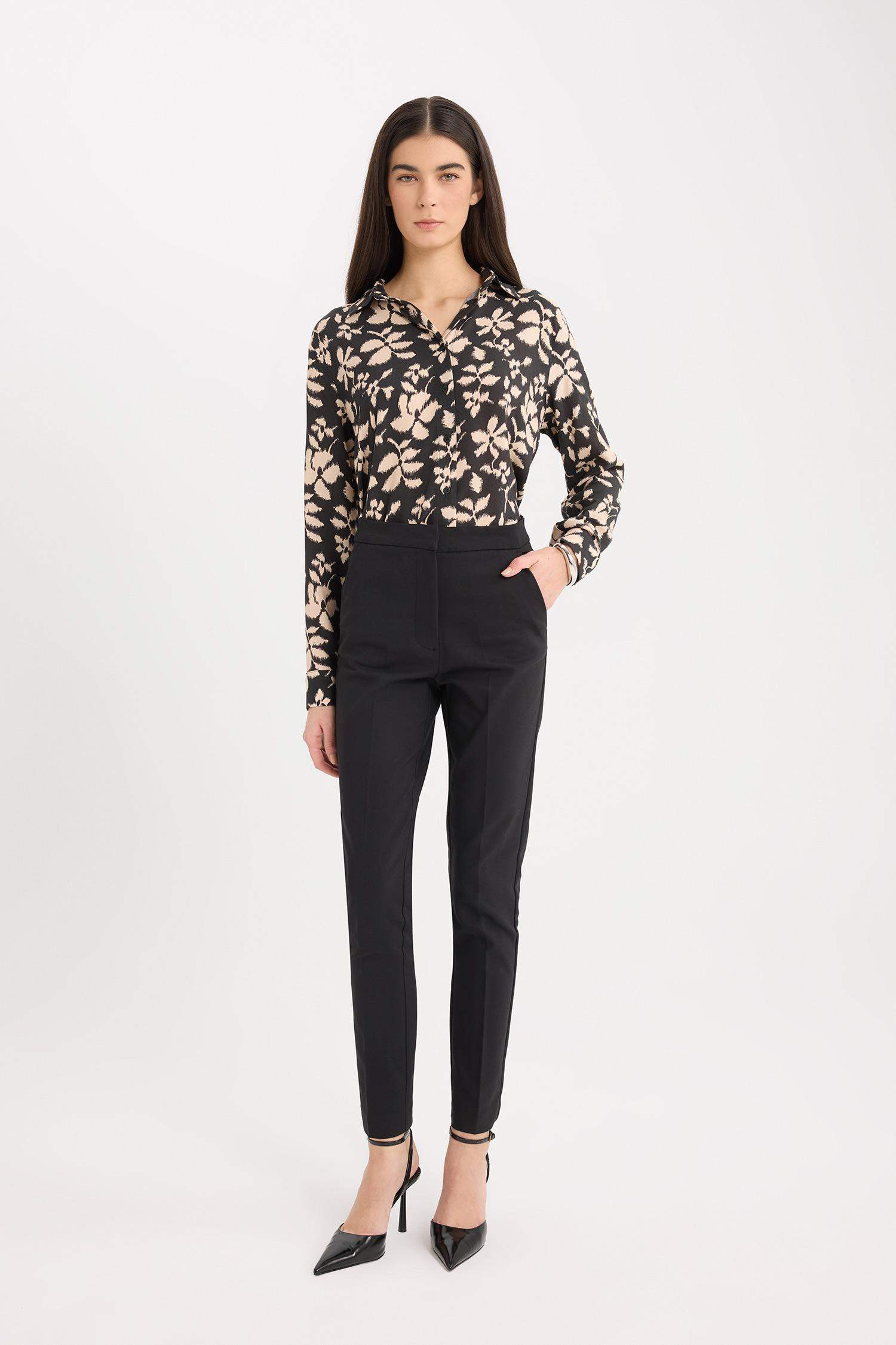 تونيك مطبوع اوفر سايز بياقة قميص