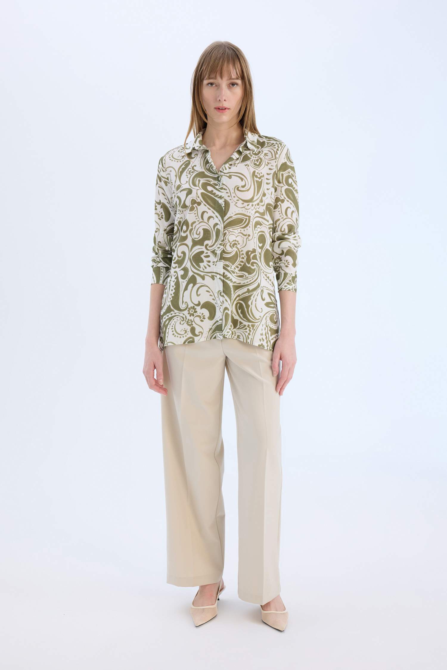 تونيك مطبوع اوفر سايز بياقة قميص