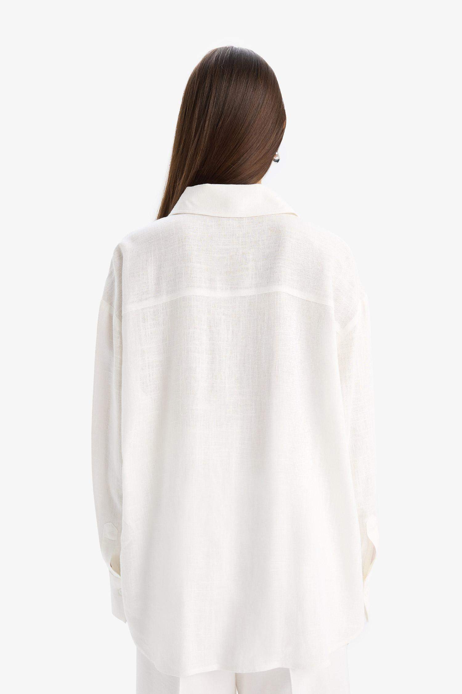 Afra x DeFacto Oversize Geniş Kalıp Tek Ceplli Uzun Kollu Gömlek