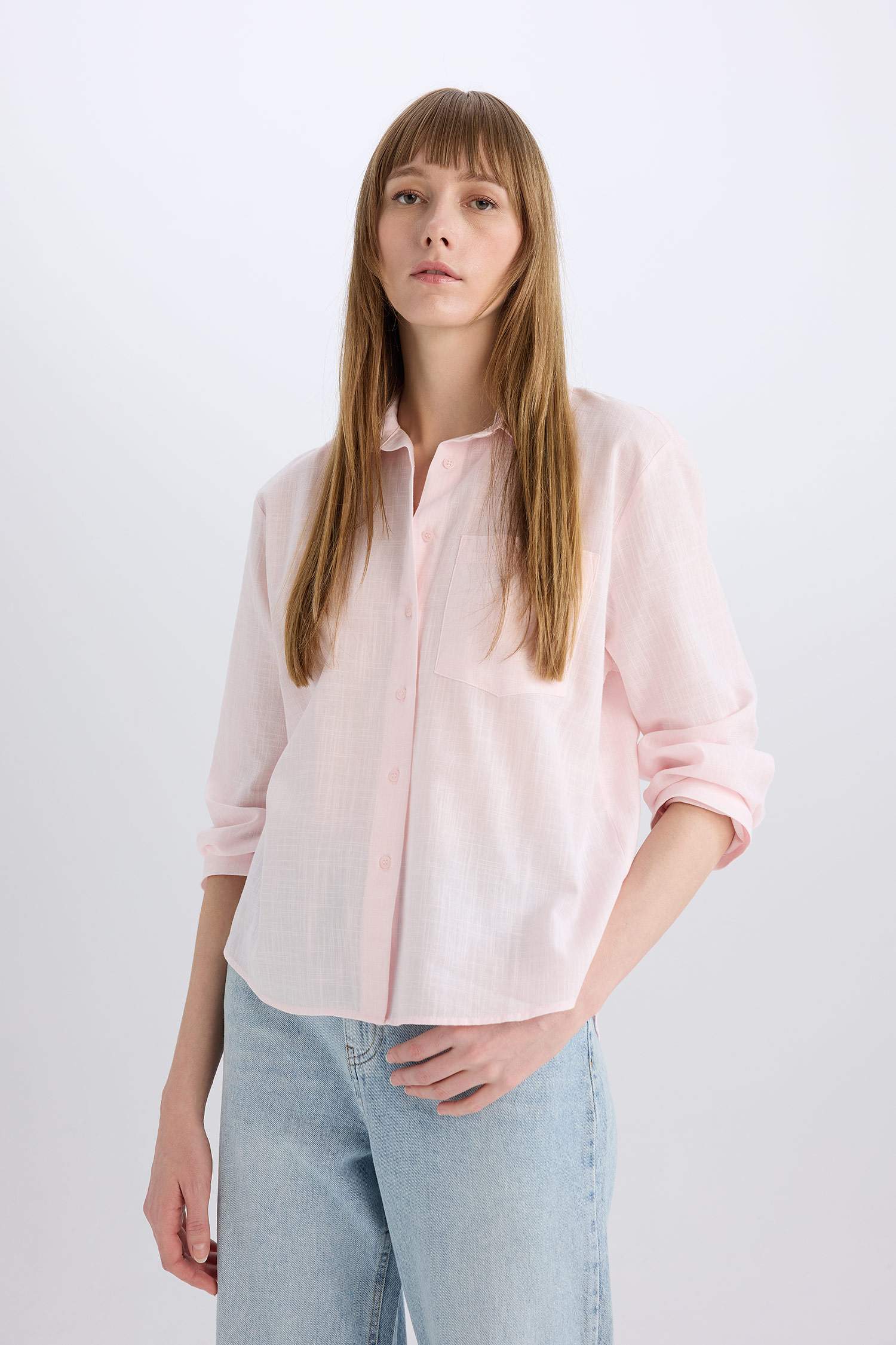 Oversize Fit Shirt Collar Long Sleeve Shirt