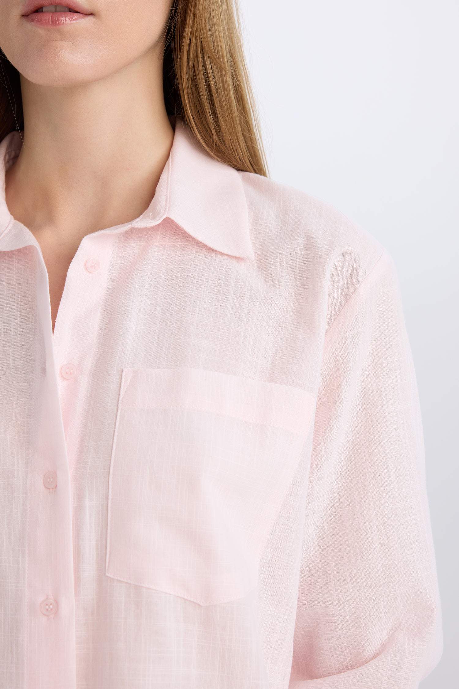 Oversize Fit Shirt Collar Long Sleeve Shirt