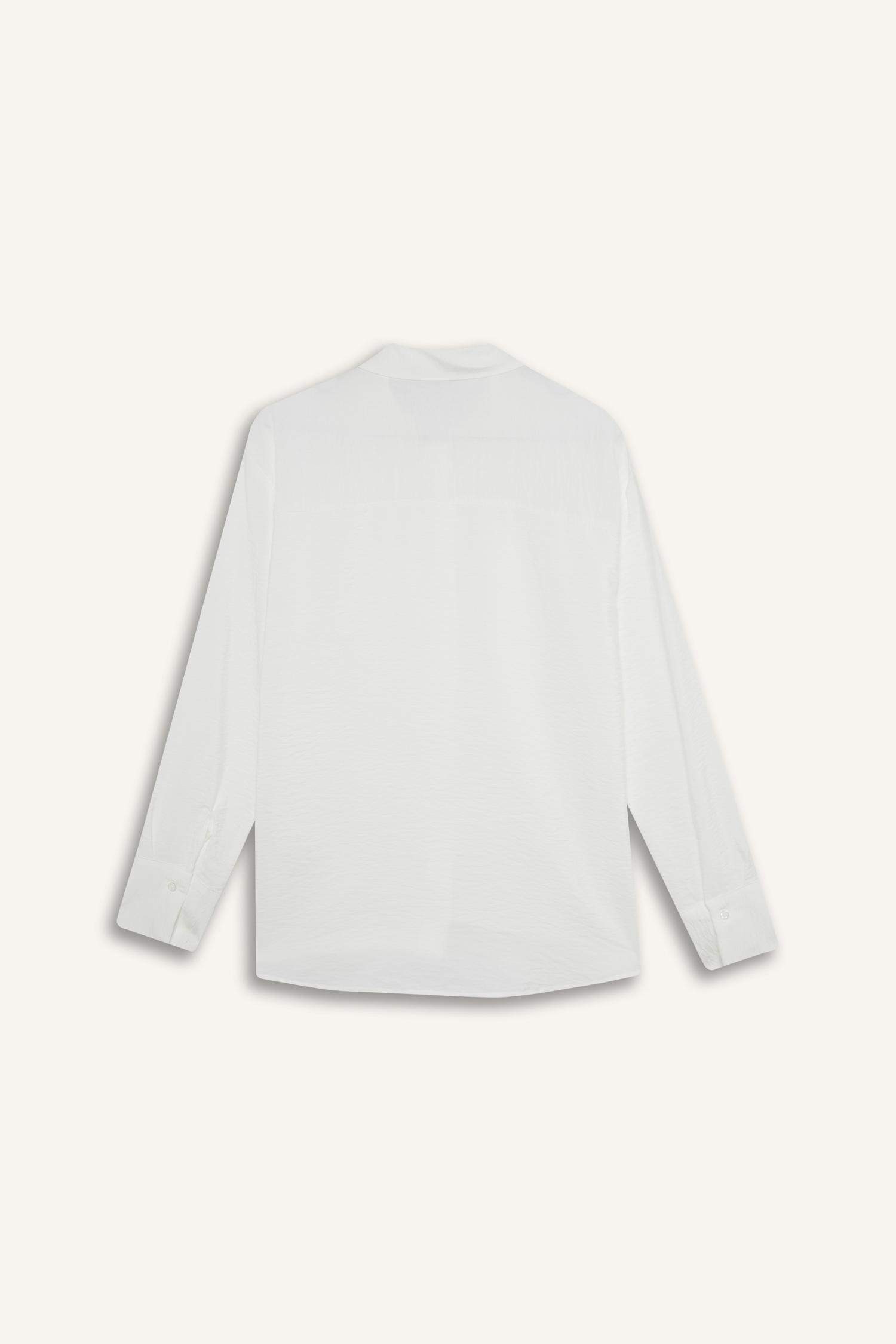 Oversize Geniş Kalıp Basic Düz Uzun Kollu Beyaz Gömlek