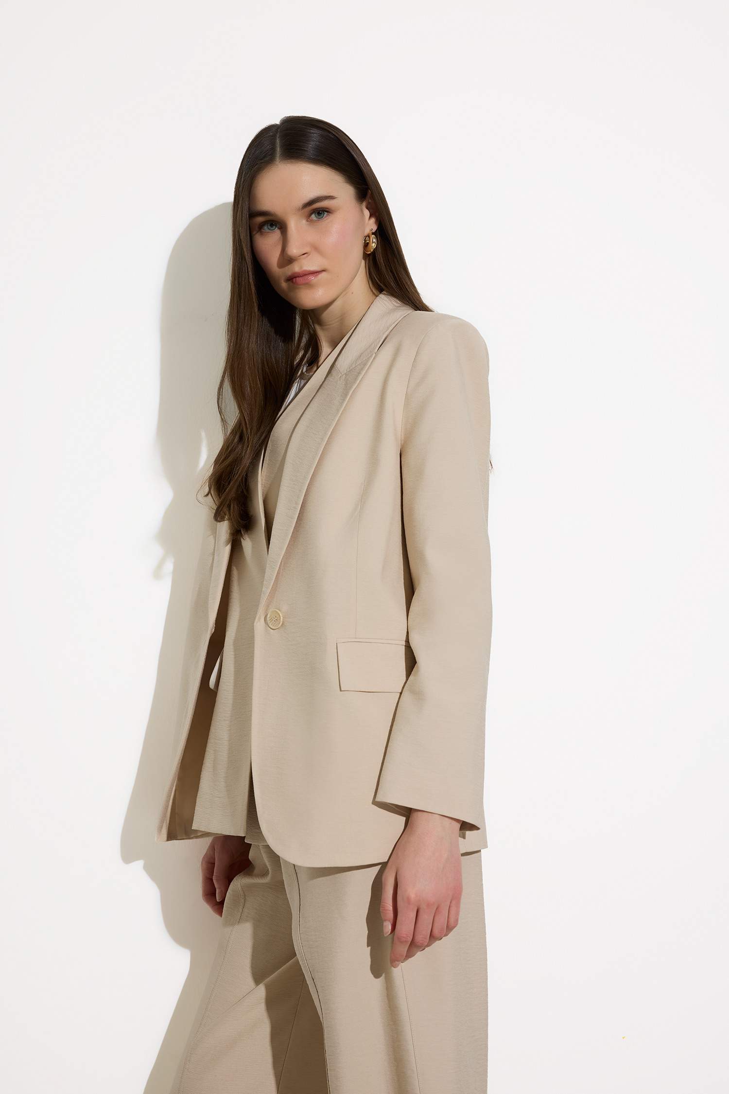 Kruvaze Yaka Cepli Blazer Ceket