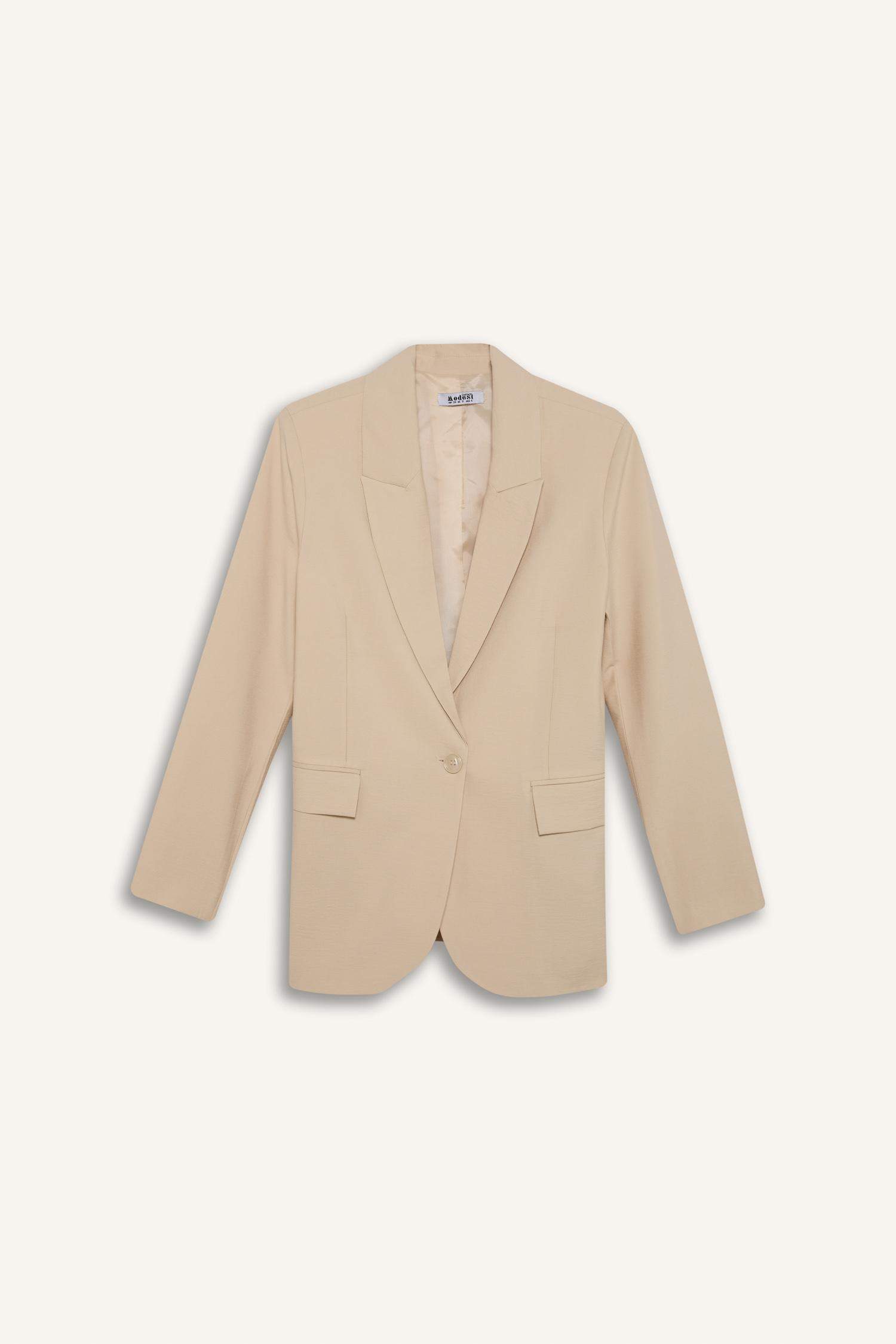 Kruvaze Yaka Cepli Blazer Ceket