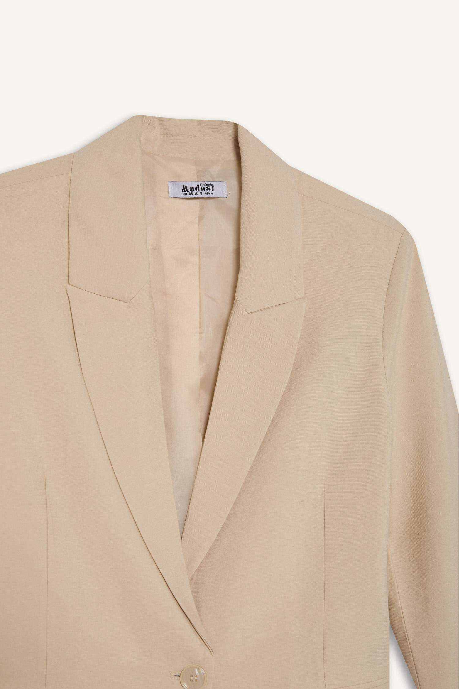 Kruvaze Yaka Cepli Blazer Ceket