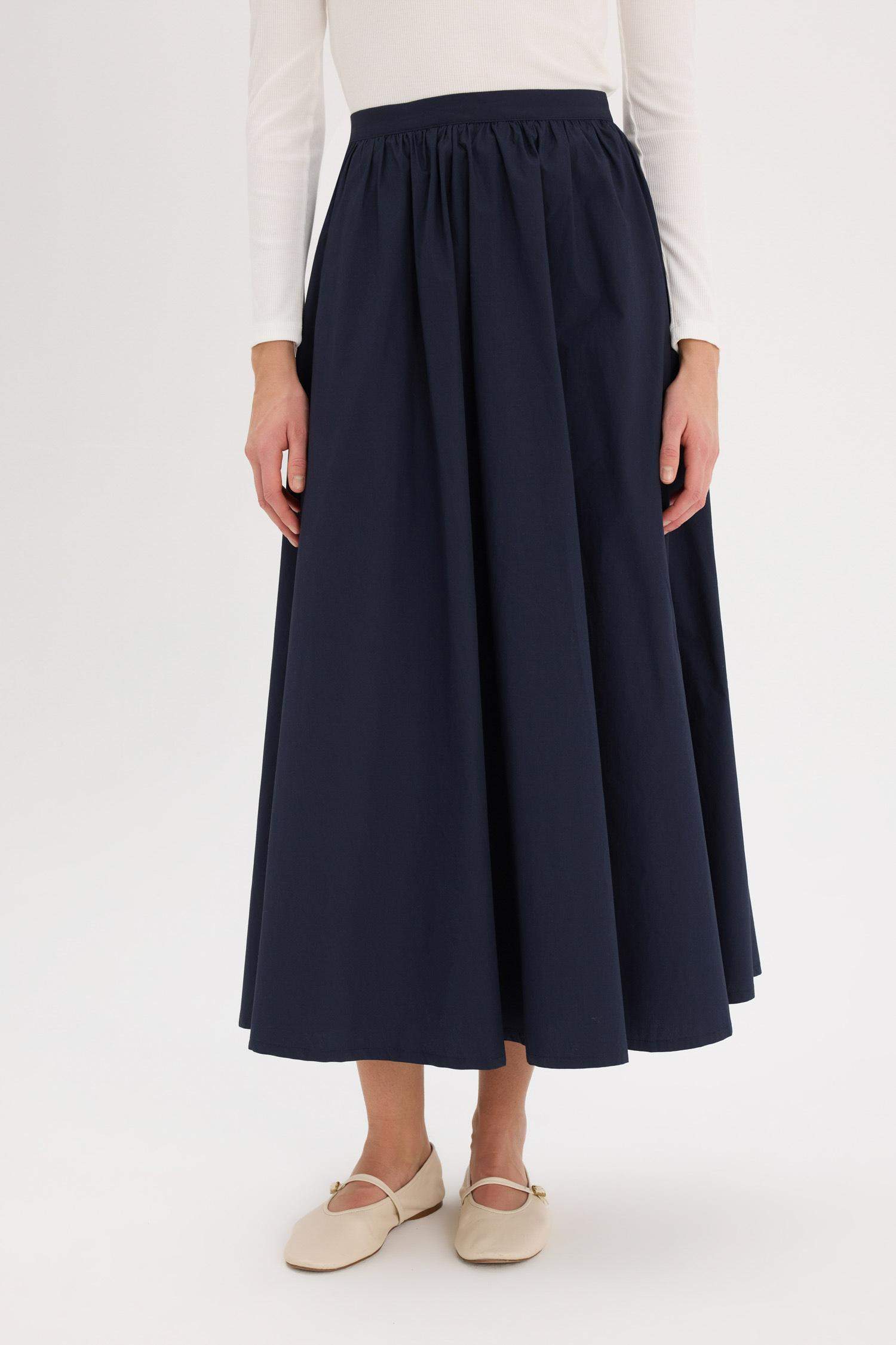 A Kesim Basic Düz Poplin Maxi Tesettür Etek