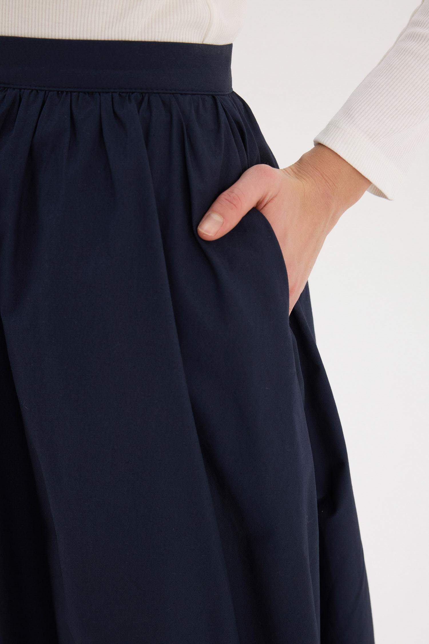 A Kesim Basic Düz Poplin Maxi Tesettür Etek