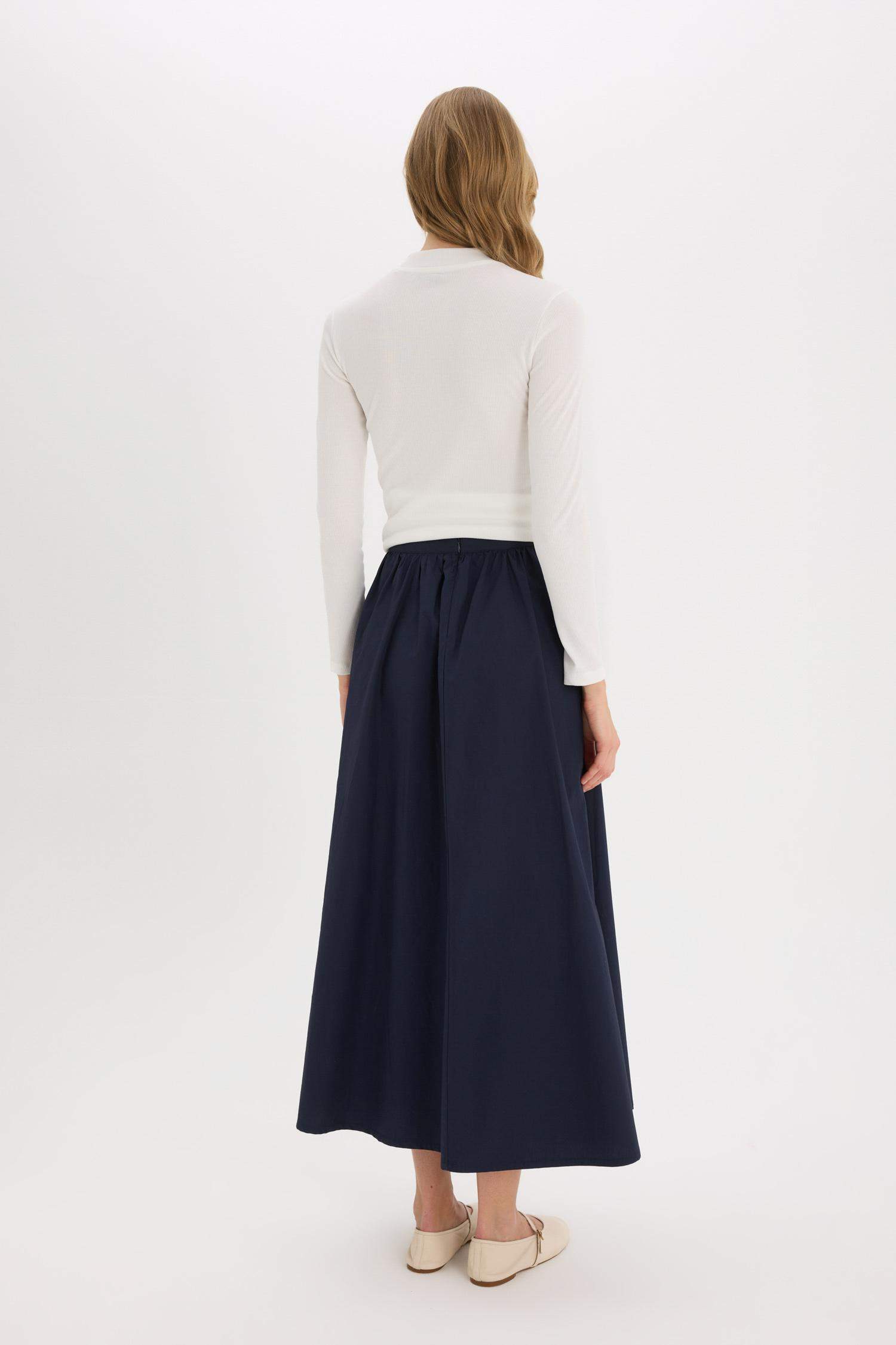 A Kesim Basic Düz Poplin Maxi Tesettür Etek