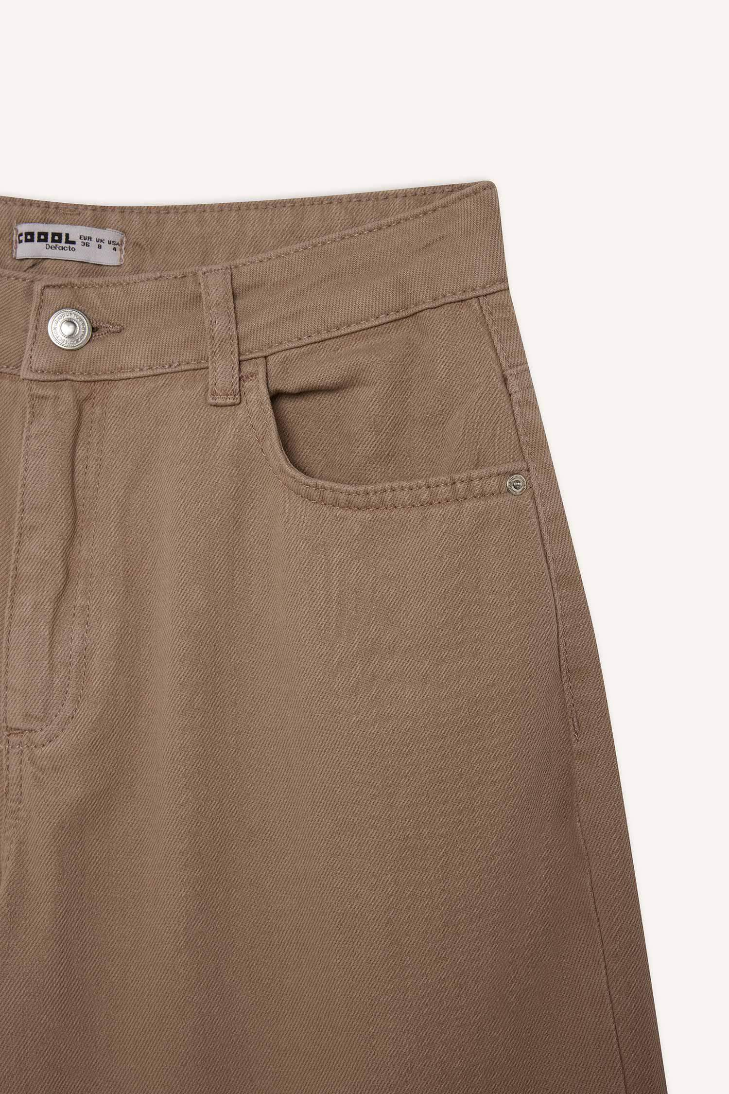 Wide Leg Gabardin Palazzo Pantolon Geniş Paça Normal Bel Standart Boy Cepli