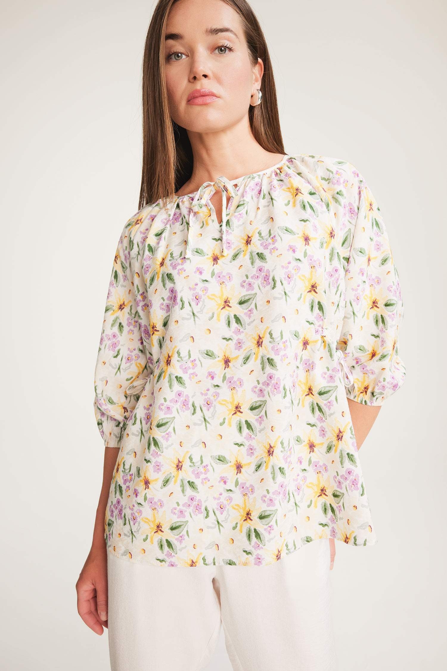 Regular Fit Flap Collar Long Sleeve Blouse