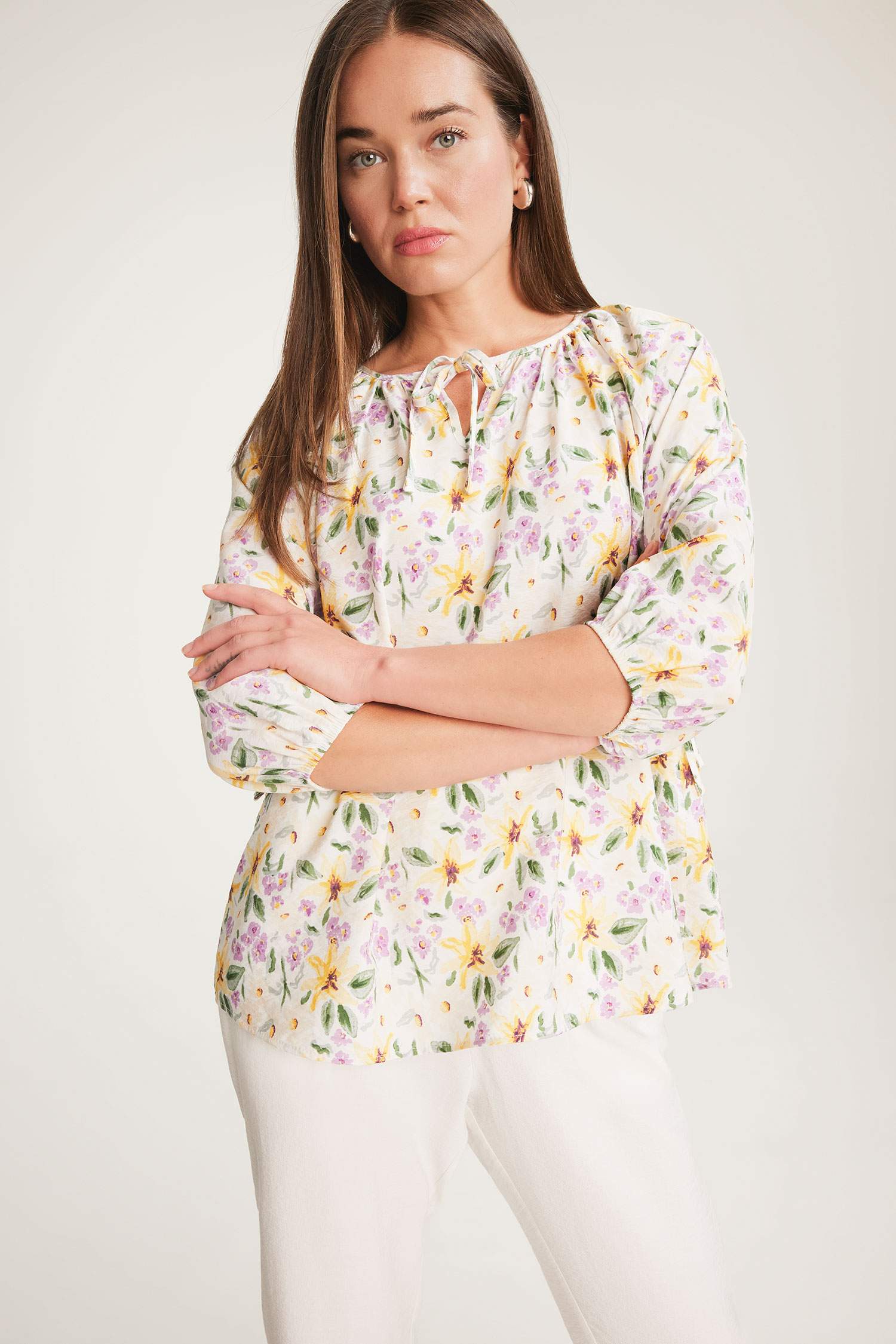 Regular Fit Flap Collar Long Sleeve Blouse