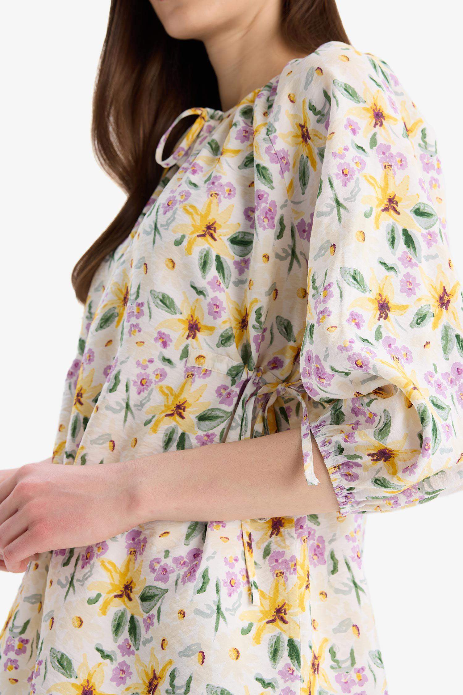 Regular Fit Flap Collar Long Sleeve Blouse