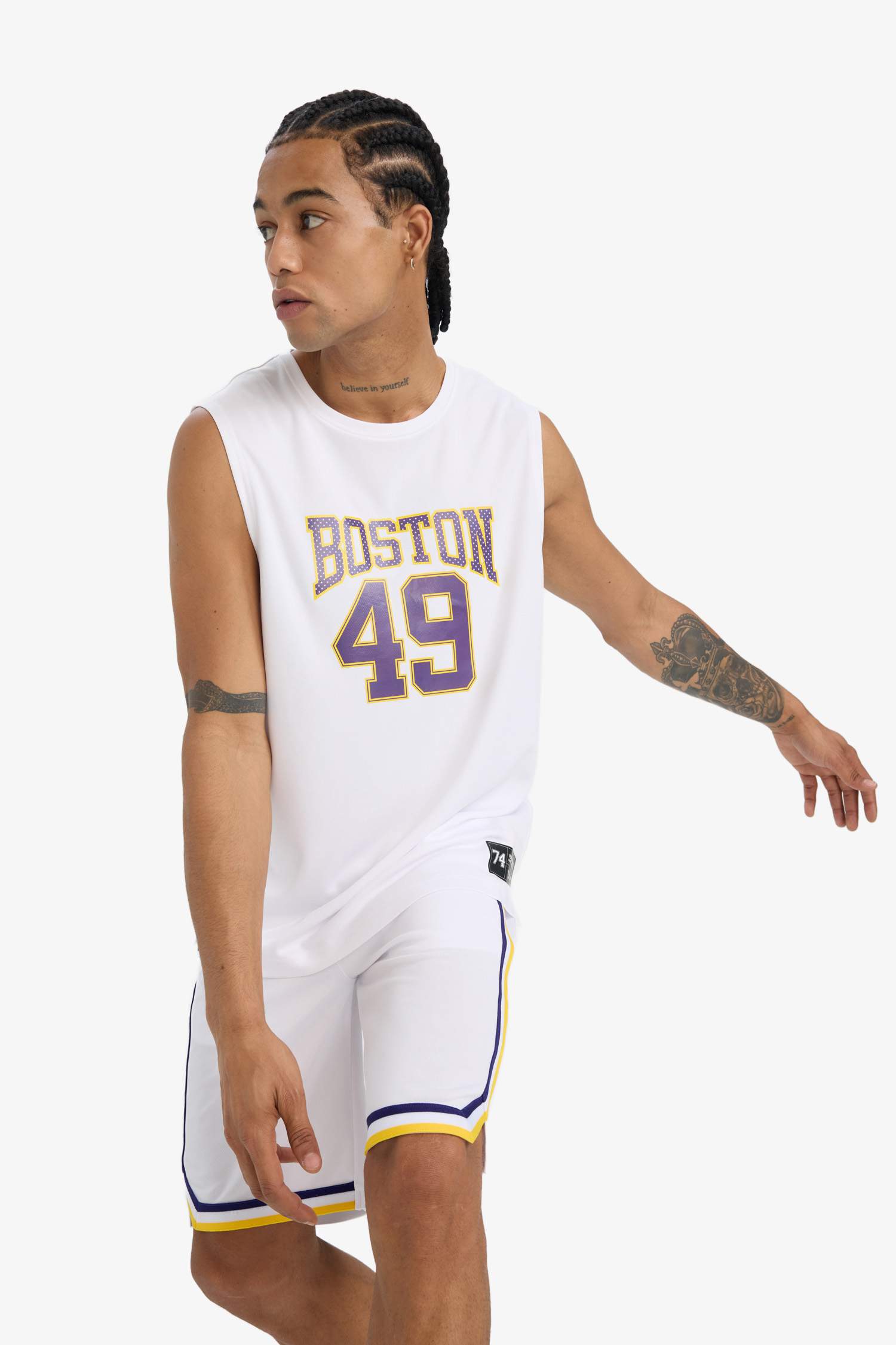 تانك توب رياضي قصة عادية سريع الجفاف بوليستر أبيض من DeFactoFit