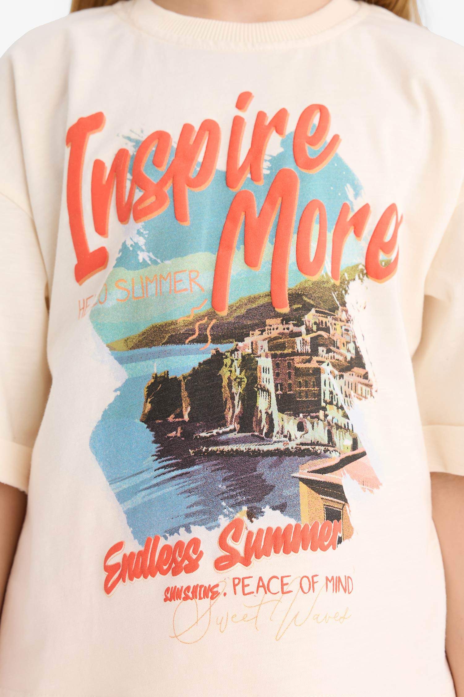 Girl Oversize Fit Crew Neck Printed Short Sleeve T-Shirt