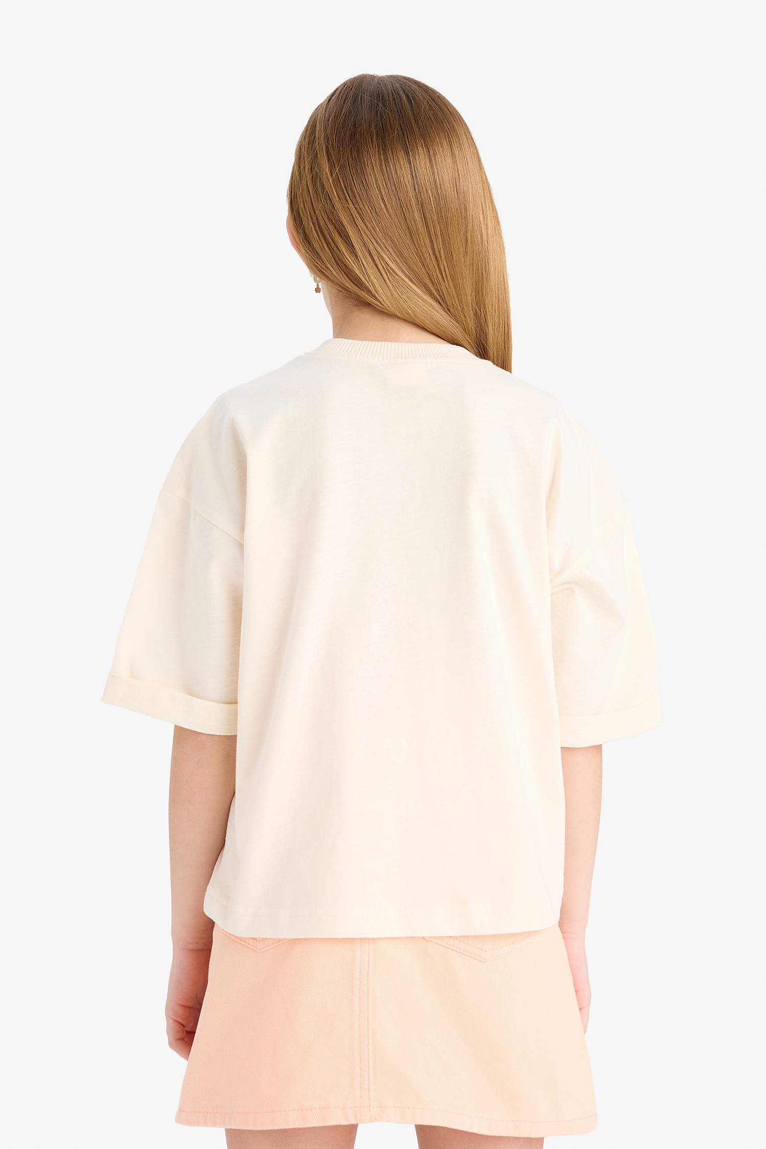 Girl Oversize Fit Crew Neck Printed Short Sleeve T-Shirt