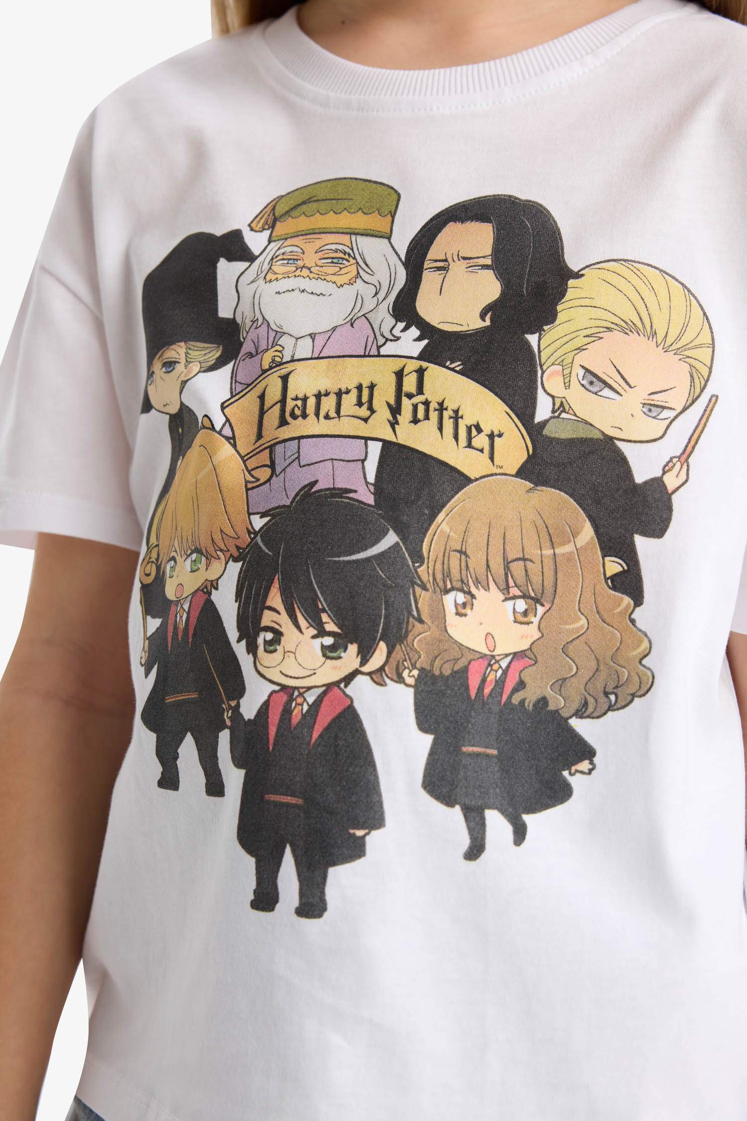 Kız Çocuk Harry Potter Relax Fit Bisiklet Yaka Kısa Kollu Tişört