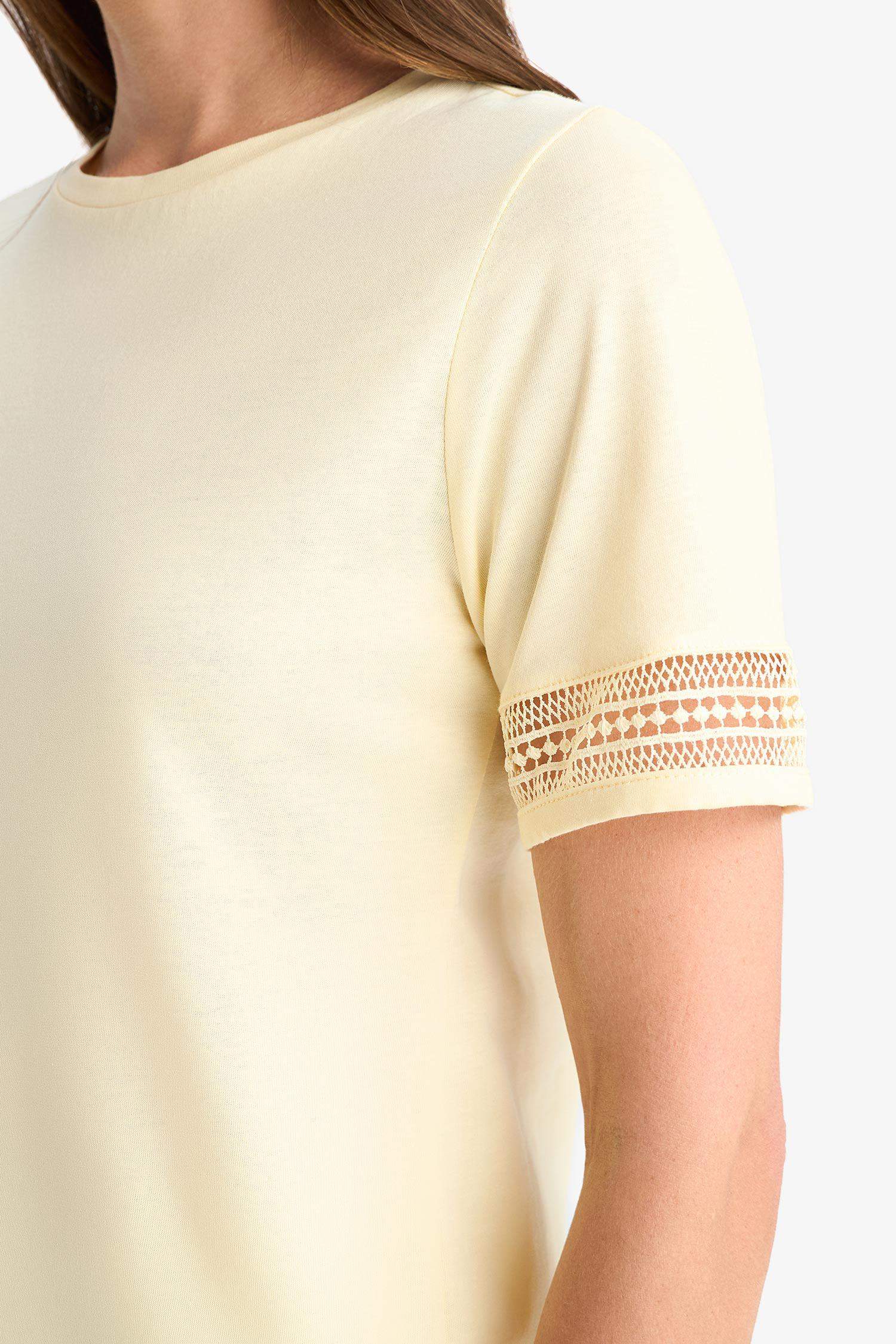 Regular Fit Bisiklet Yaka Penye Kısa Kollu Tişört