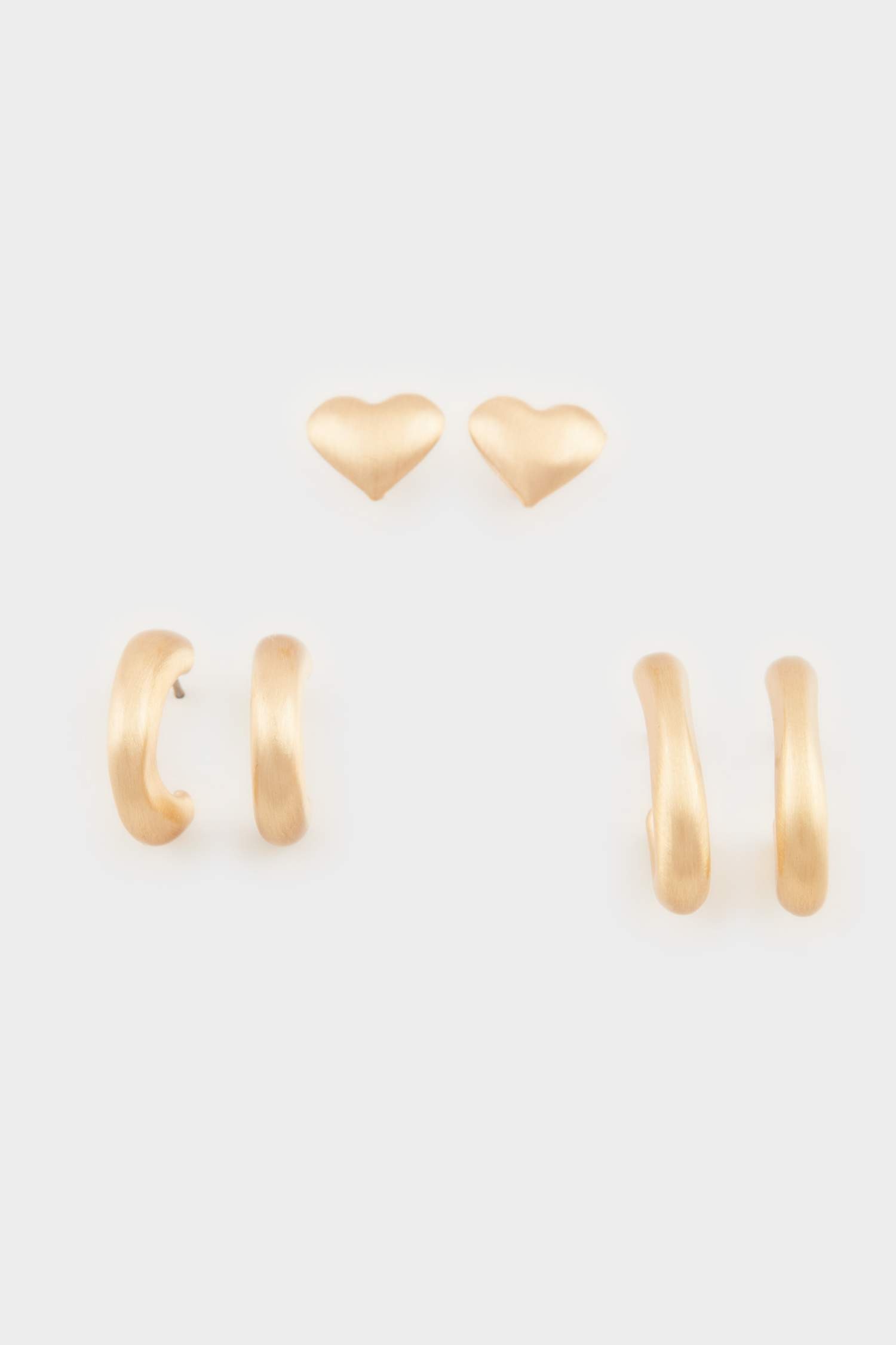 Woman 3 Piece Matte Gold Earrings