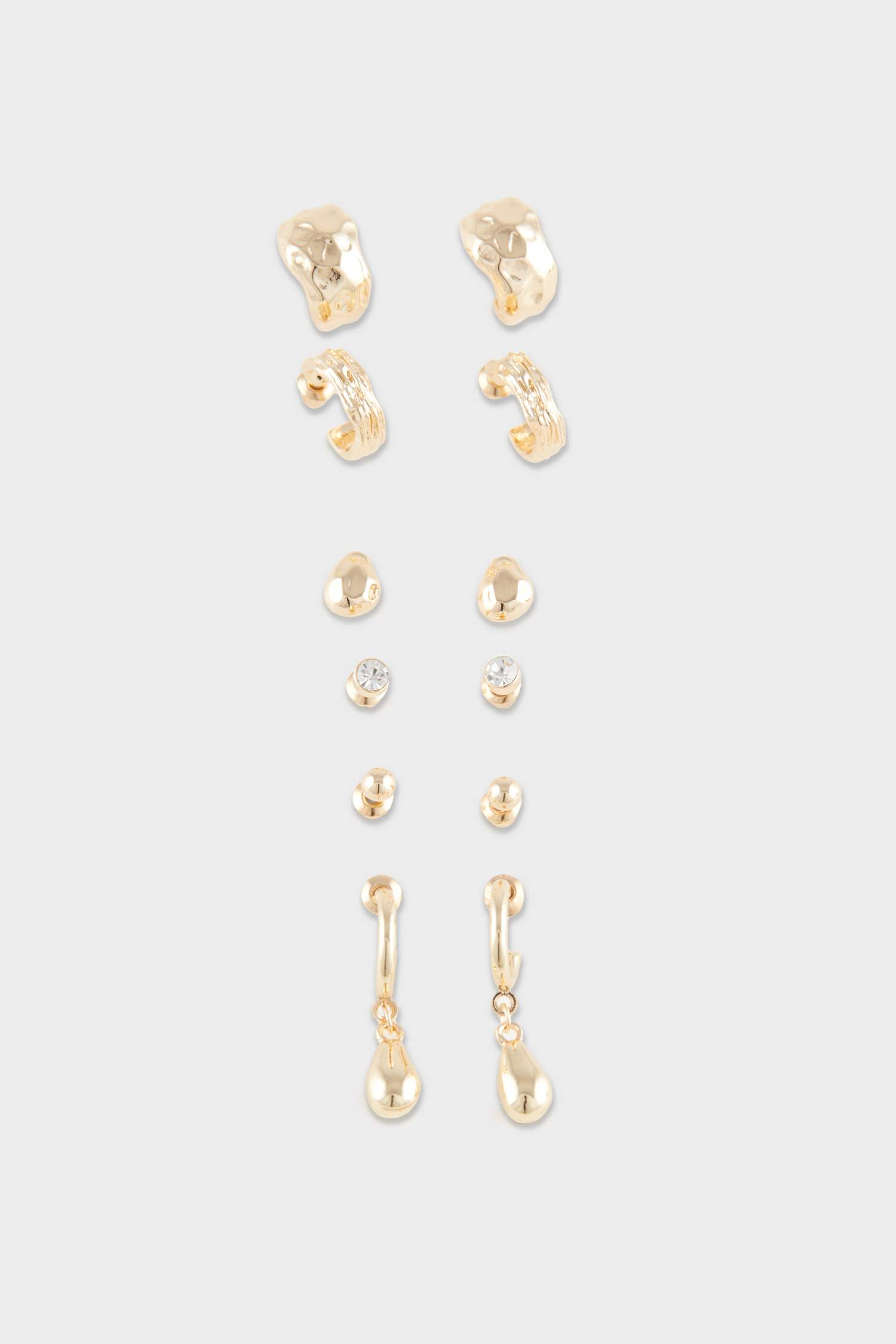 Woman 6 Piece Gold Earrings