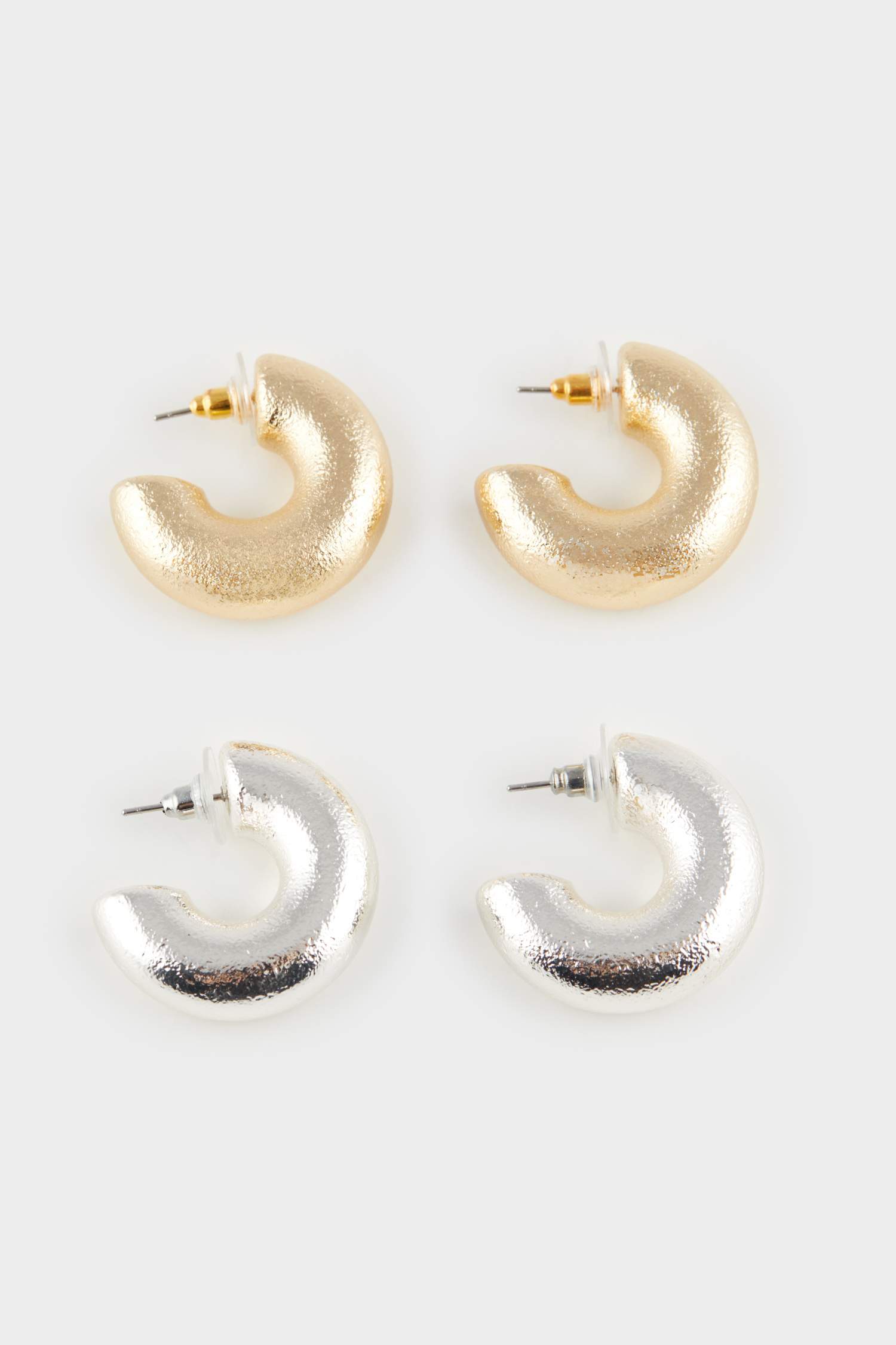 حلق نسائي ذهبي فضي - قطعتين