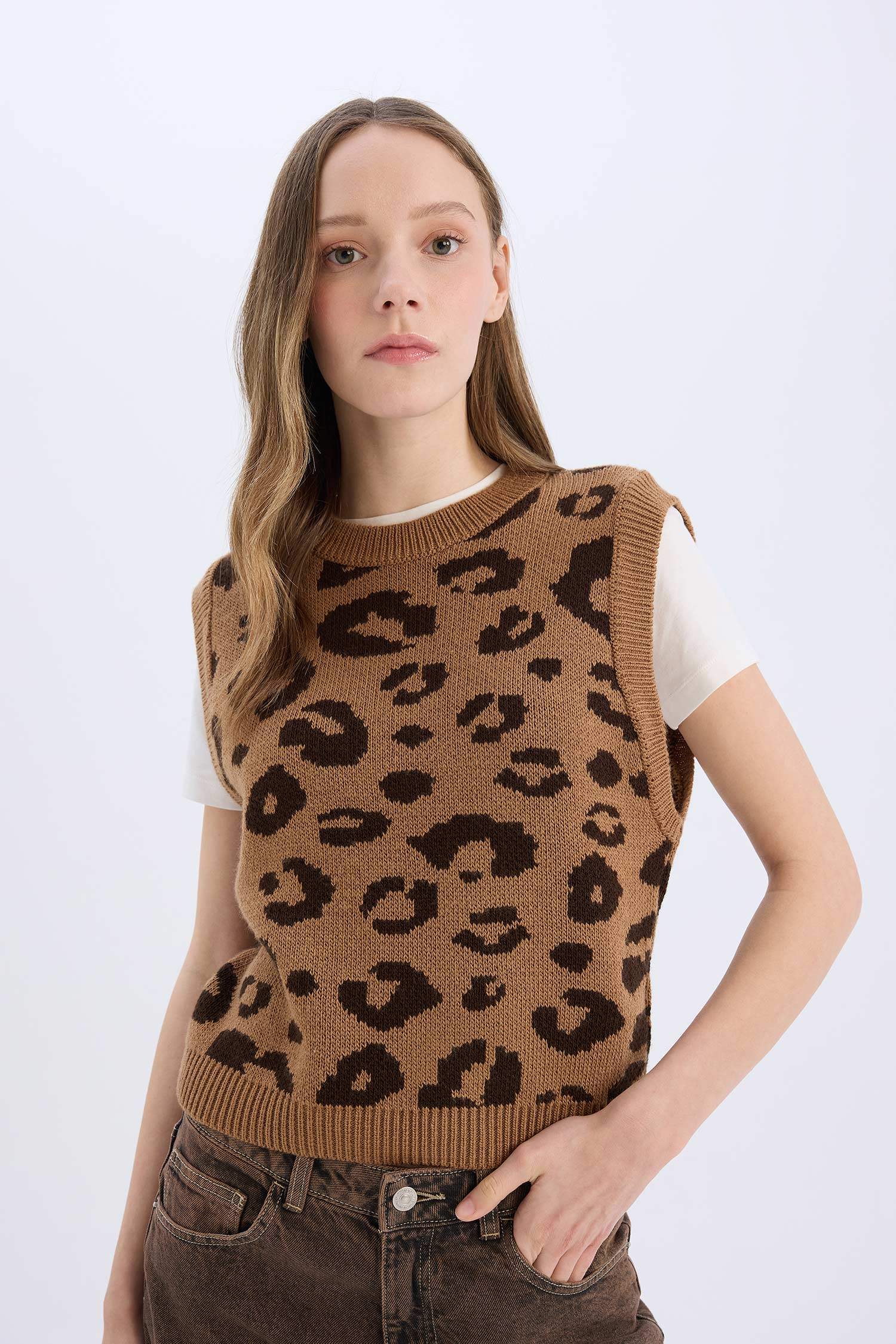 Coool қалыпты пішім дөңгелек жаға Жилет