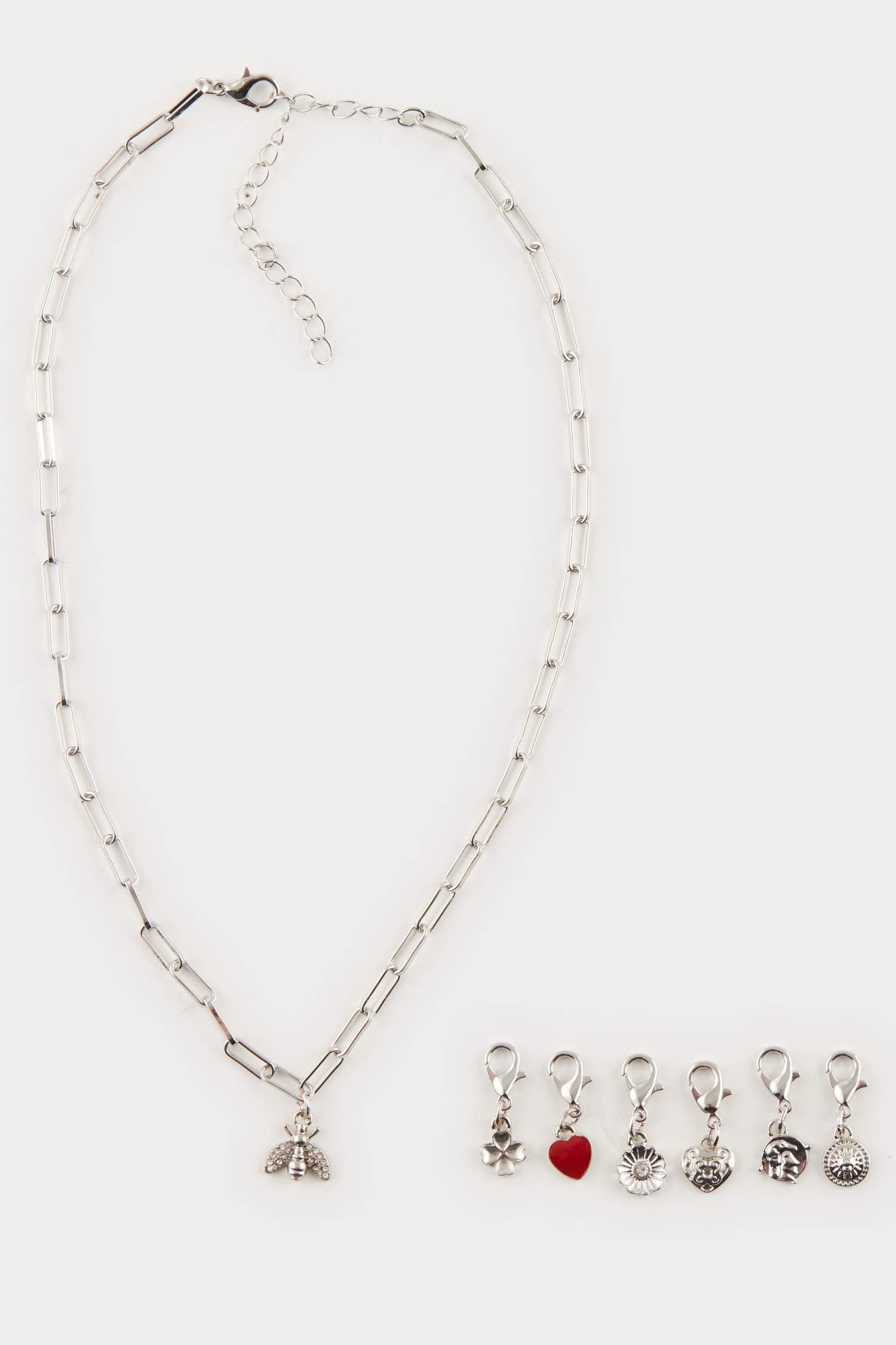 Kadın Silver Detaylı Değiştirilebilir Uçlu Charm Kolye