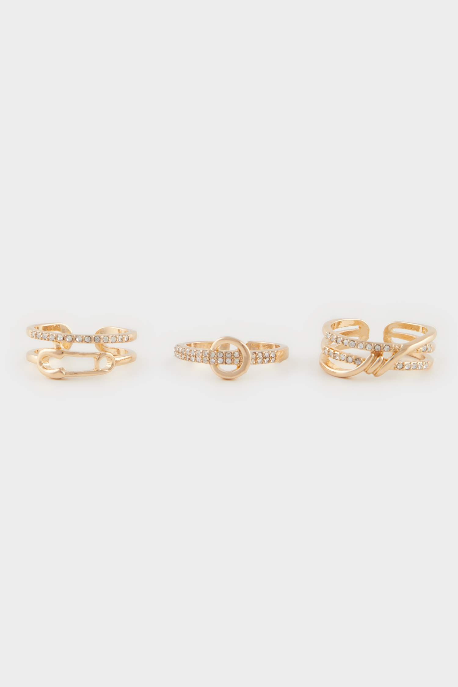 Kadın Taşlı 3'lü Gold Yüzük