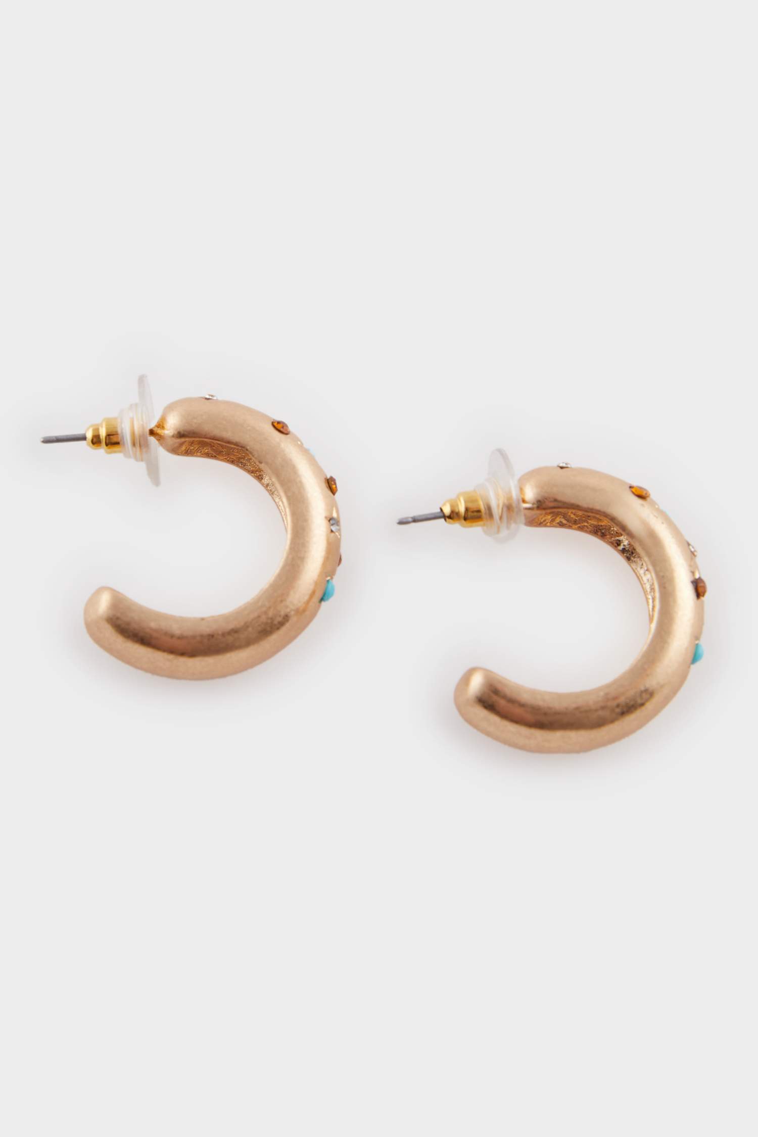 Woman Blue Stone 3 Piece Gold Earrings